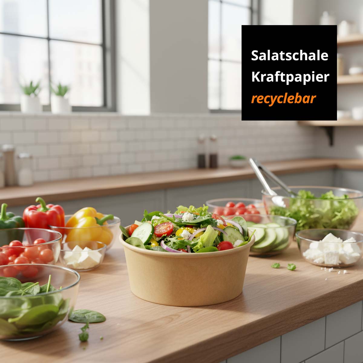 Salatschale Kraftpapier rund ohne Deckel