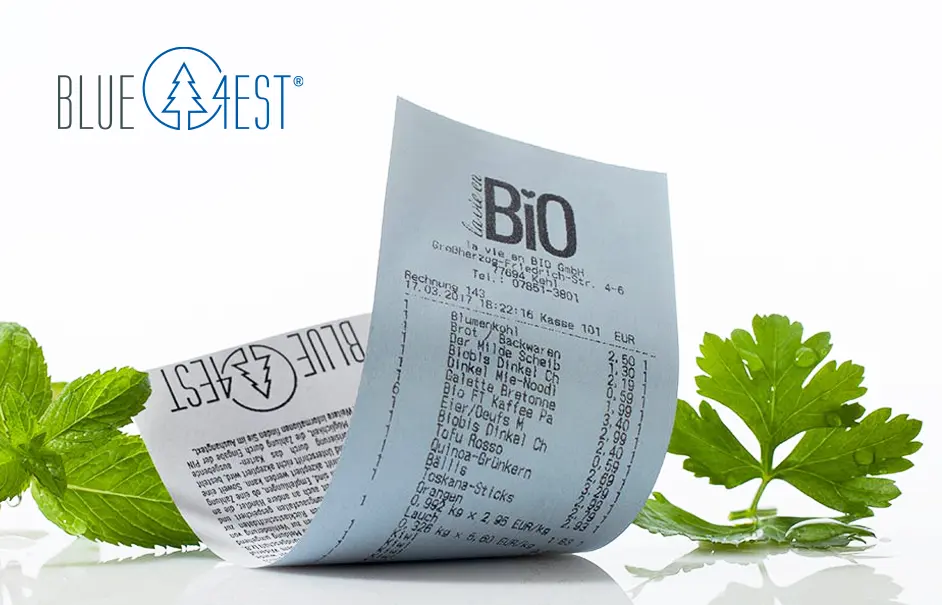 blaue Thermorollen Altpapier