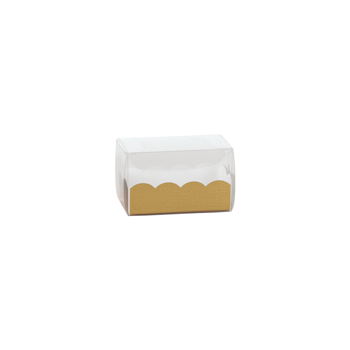 Pralinenbox Macarons Box Fibra gold mit PVC-Einschubhülse, 3 Größen