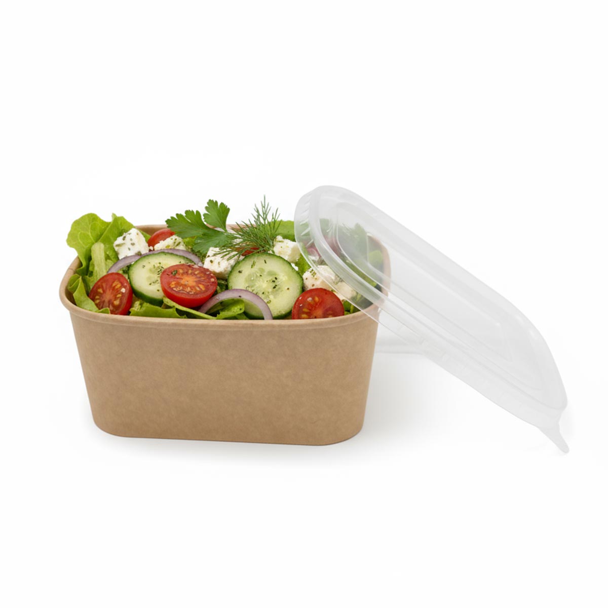 SET: Salatschale rechteckig mit Deckel - 1000ml