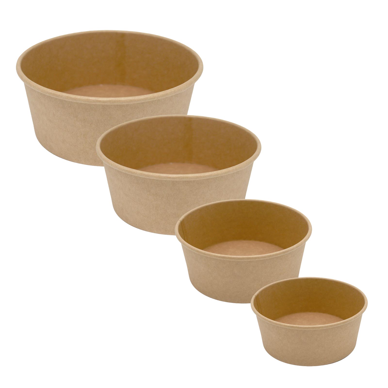 Salatschalen Kraftpapier rund ohne Deckel 4 Größen
