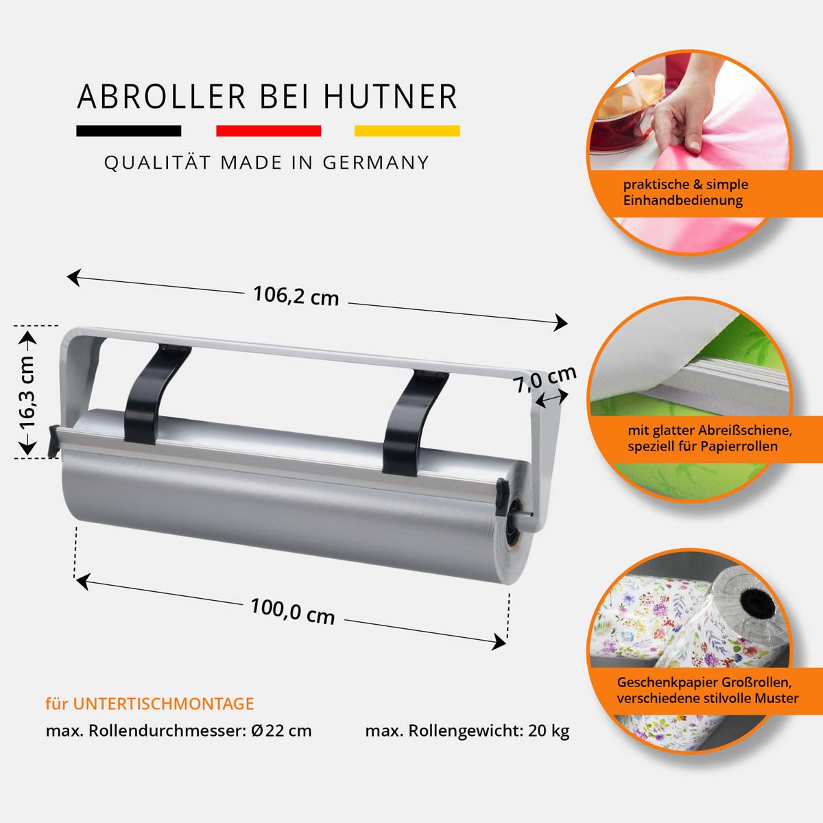 STANDARD Papierabroller Untertischabroller 100 cm
