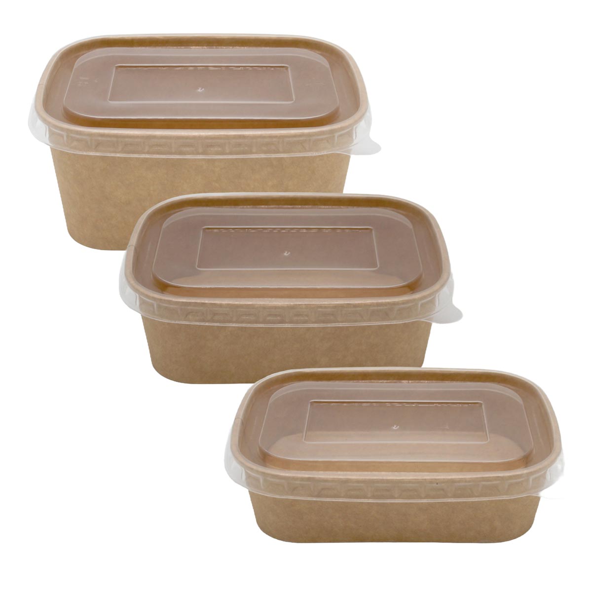 SET: Salatschale rechteckig mit Deckel - 3 Größen