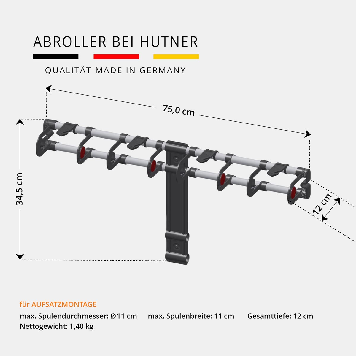 VARIO Geschenkbandabroller für 4 Spulen zur Aufsatzmontage Bemaßung VARIO Geschenkbandabroller für 4 Spulen zur Aufsatzmontage Bemaßung