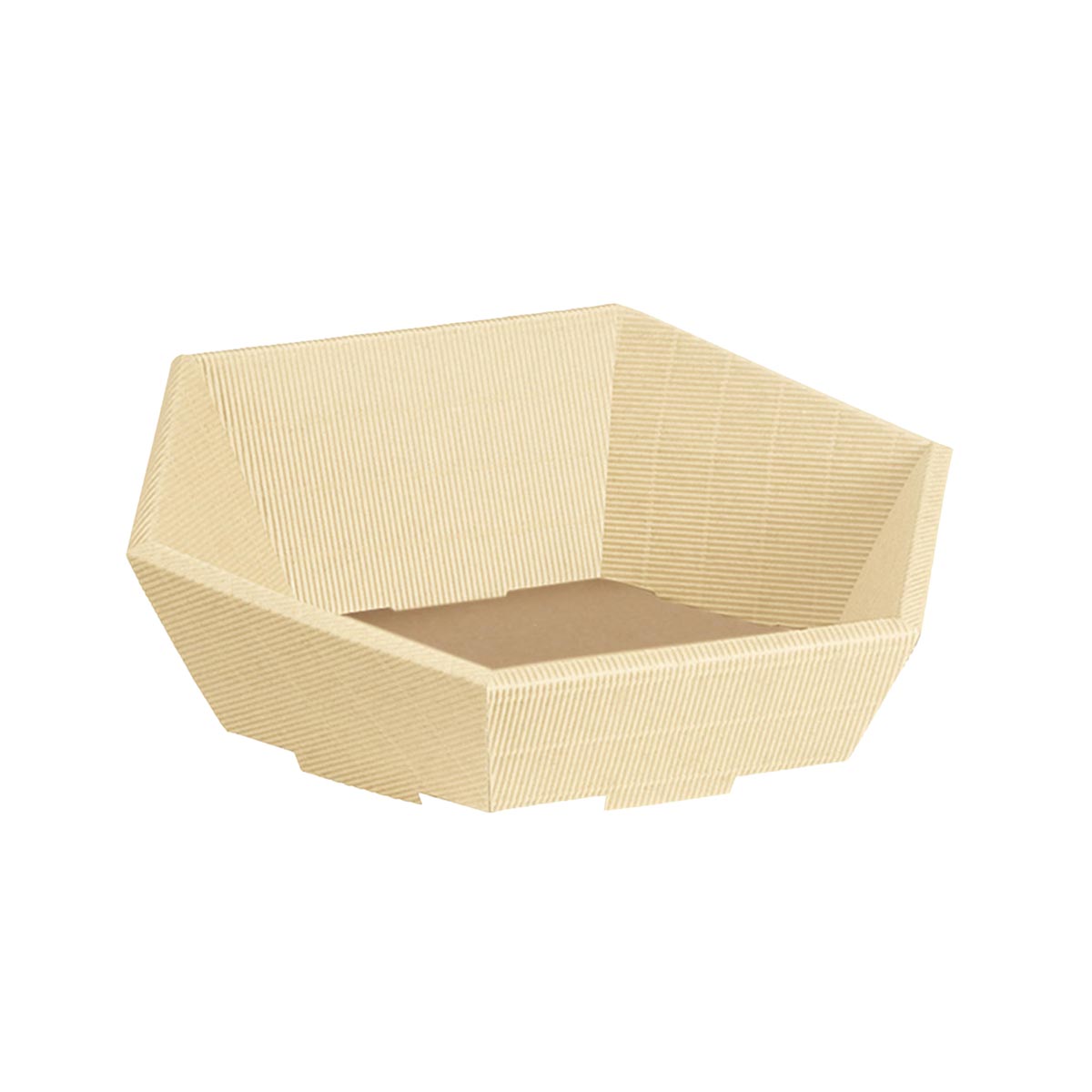 Präsentkorb Geschenkkorb 6-Eck, offene Welle, creme, mittel