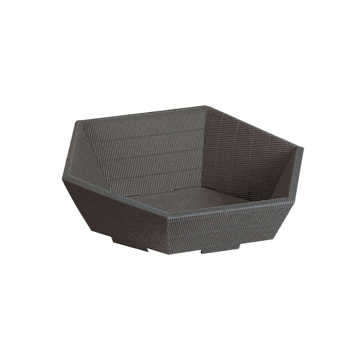 Präsentkorb Geschenkkorb 6-Eck, offene Welle, anthrazit, mittel