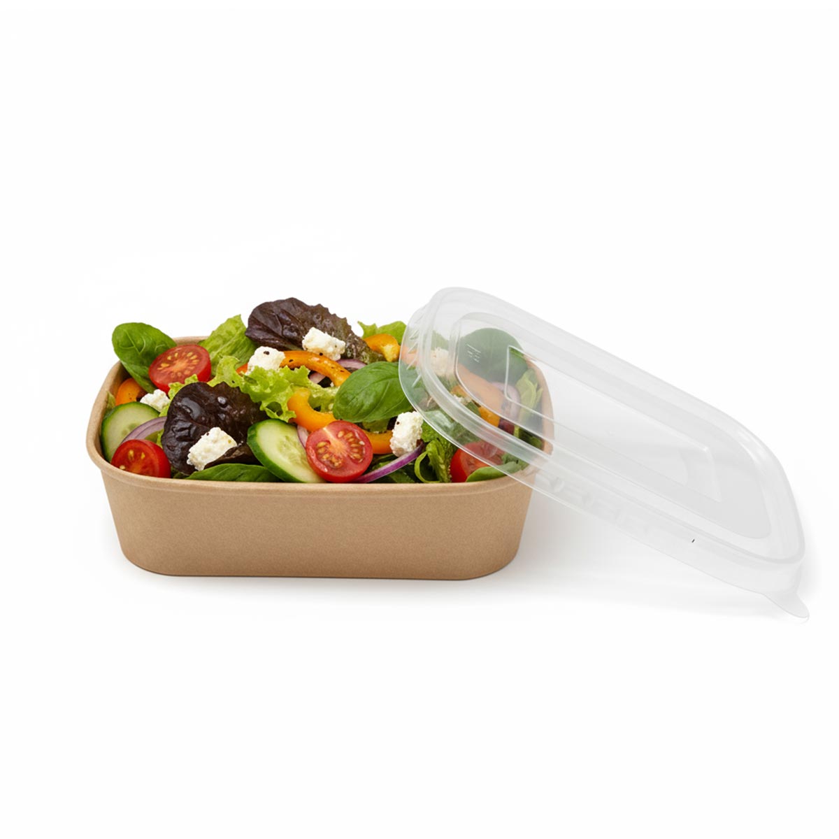 SET: Salatschale rechteckig mit Deckel - 500ml