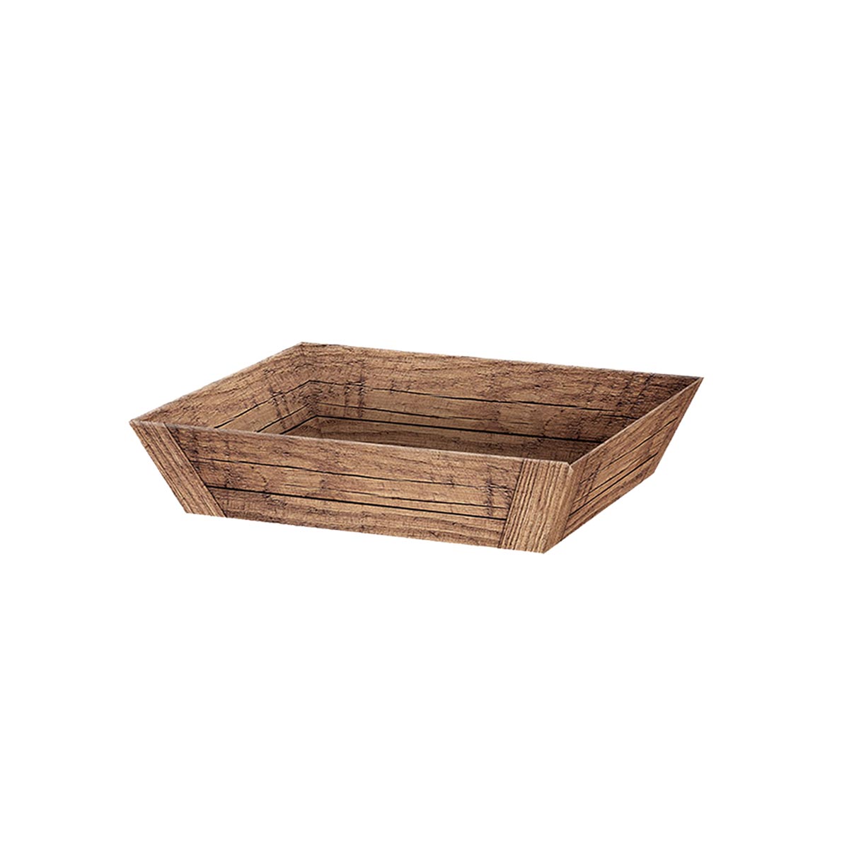 Präsentkorb Geschenkkorb Holzoptik braun flach, rechteckig, klein