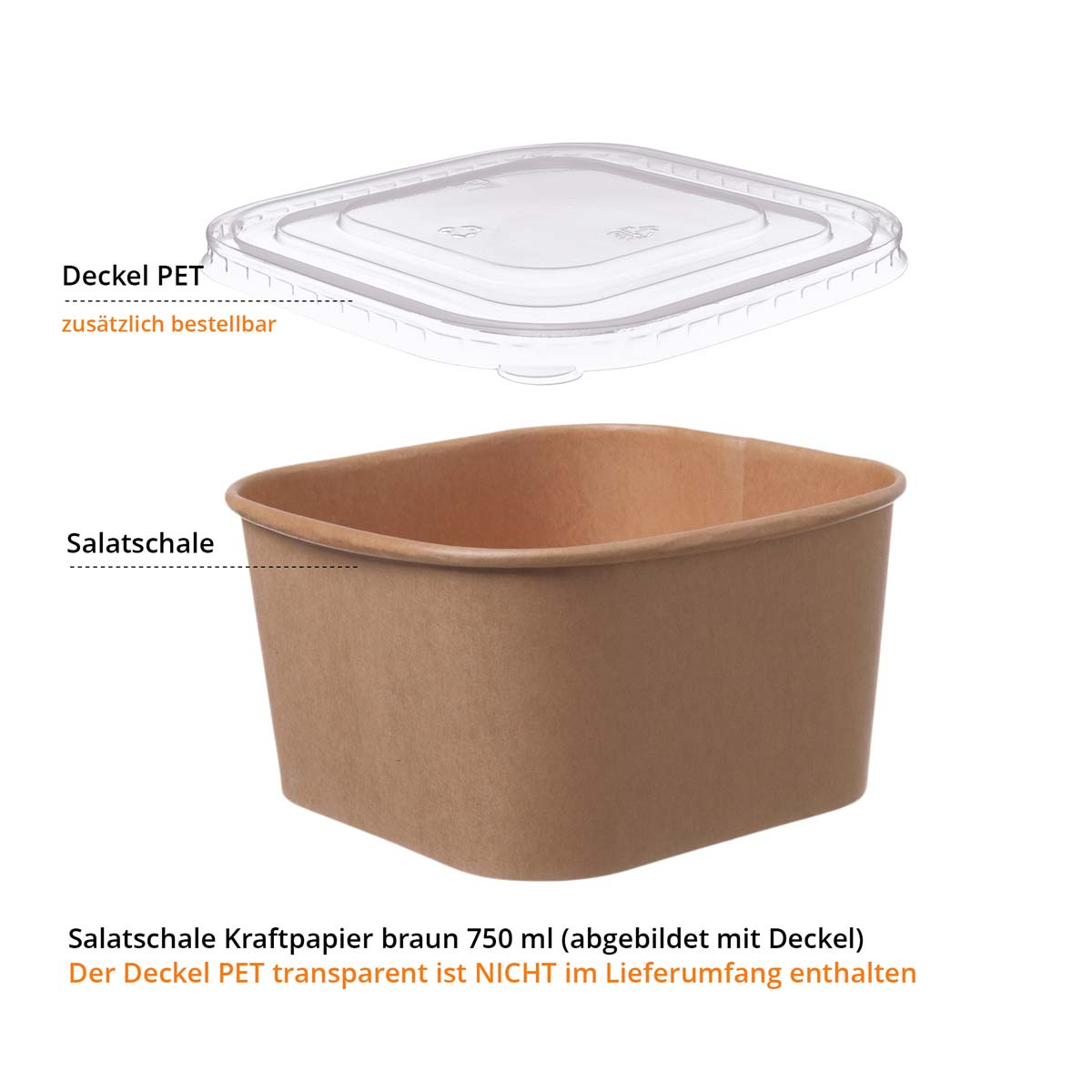 Salatschale Kraftpapier braun ohne Deckel 750ml