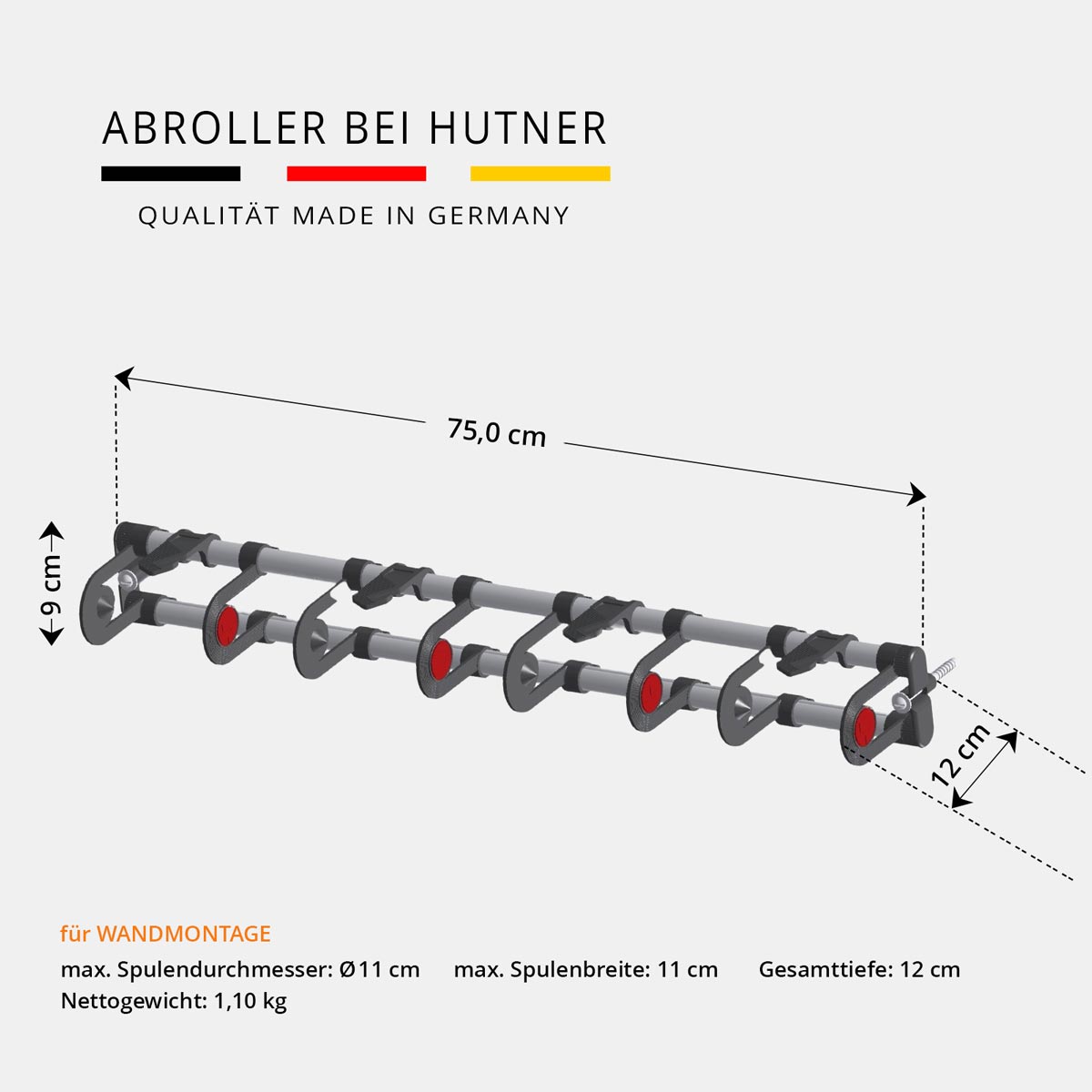 VARIO Bandabroller 4-fach zur Wandmontage Bemaßung