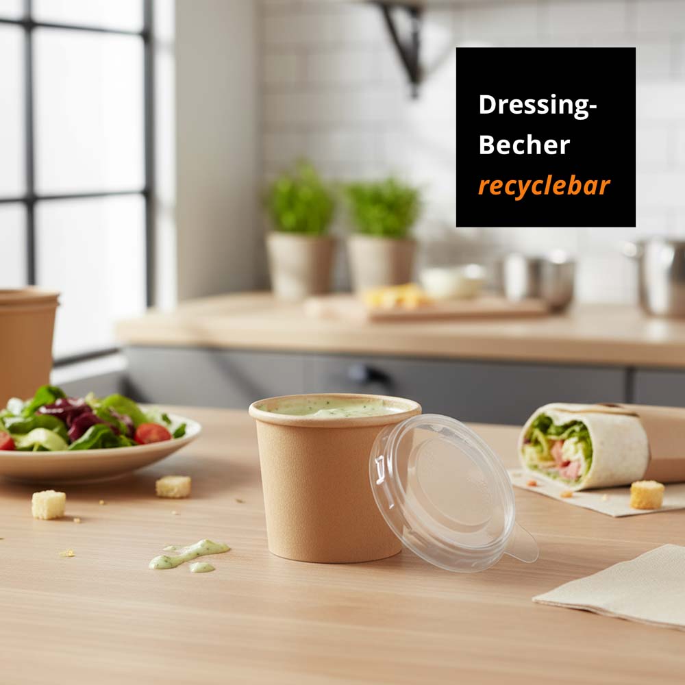 Dressingbecher Kraftpapier braun 30ml mit Deckel PET transparent