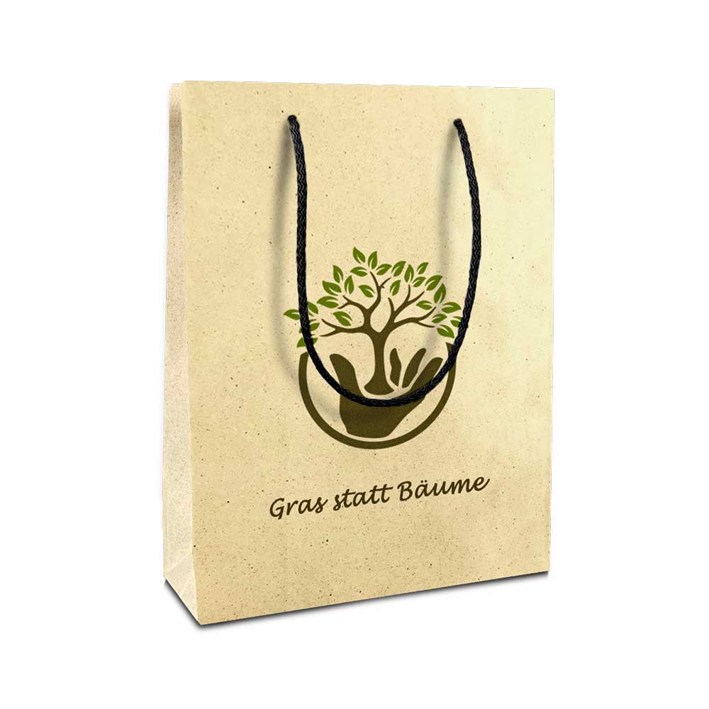 Graspapier Tragetasche 2-farbig bedruckt