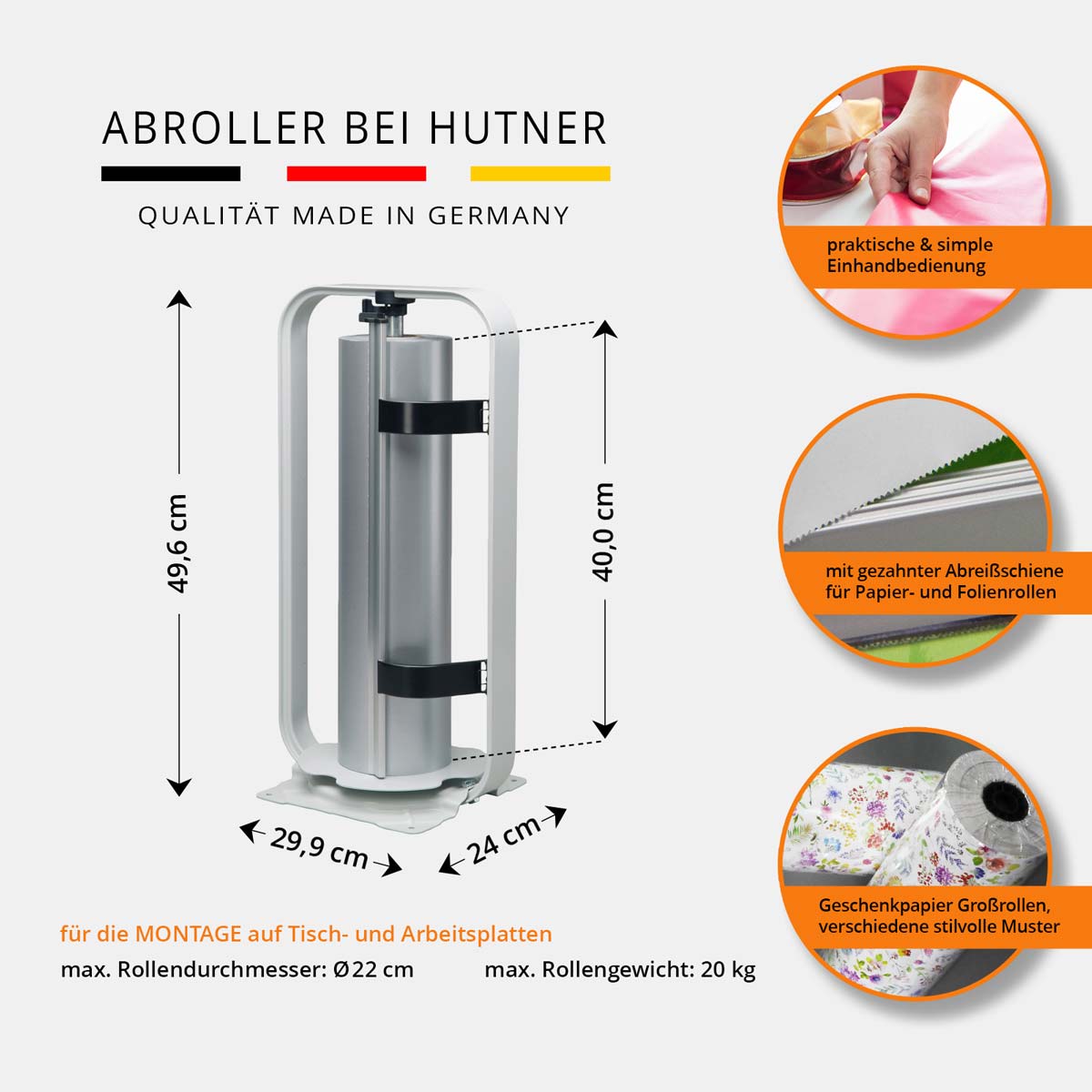 STANDARD Papier- und Folienabroller Senkrechtabroller 40 cm