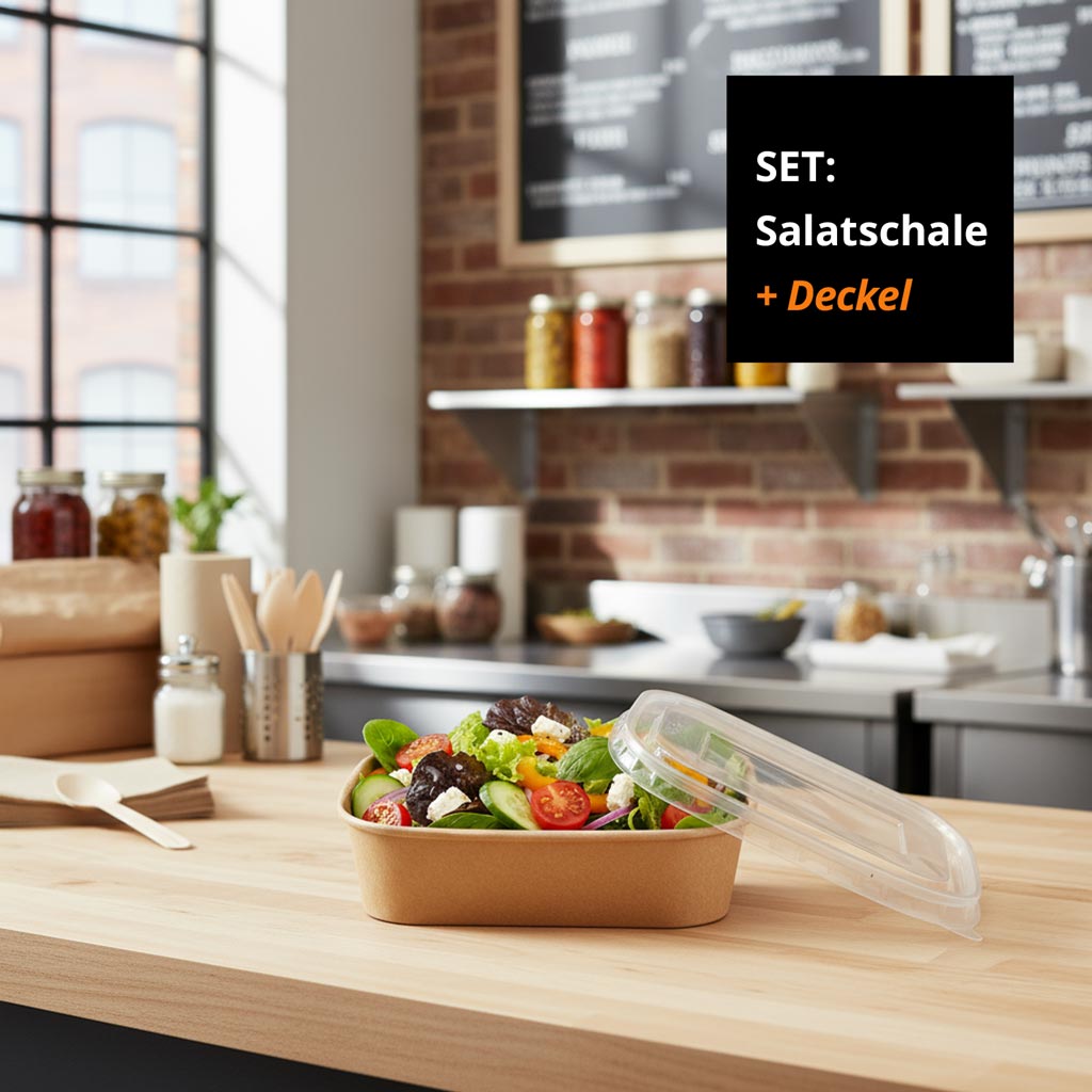 SET: Salatschale rechteckig mit Deckel