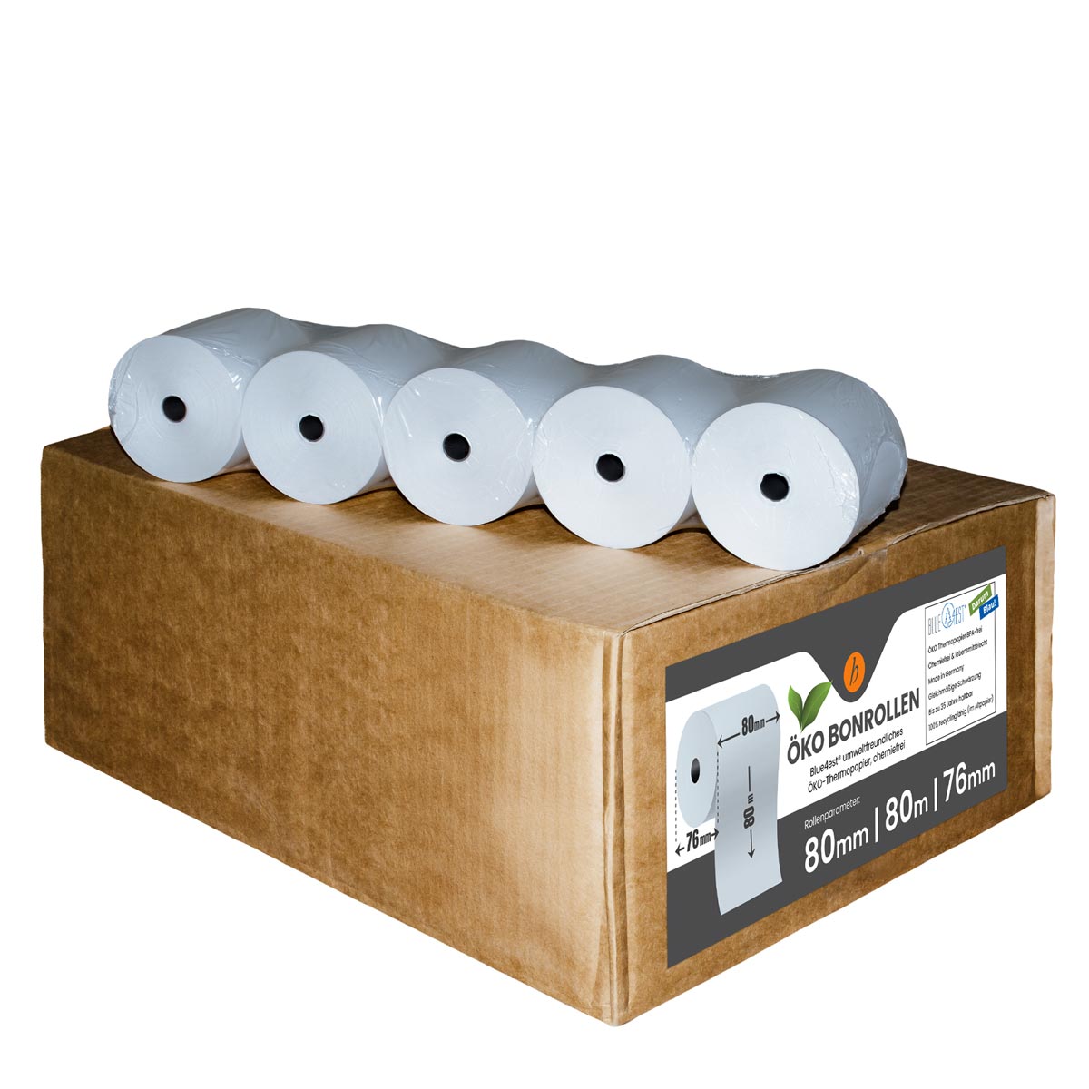ÖKO Kassenrollen 80mm x 80m Ø76