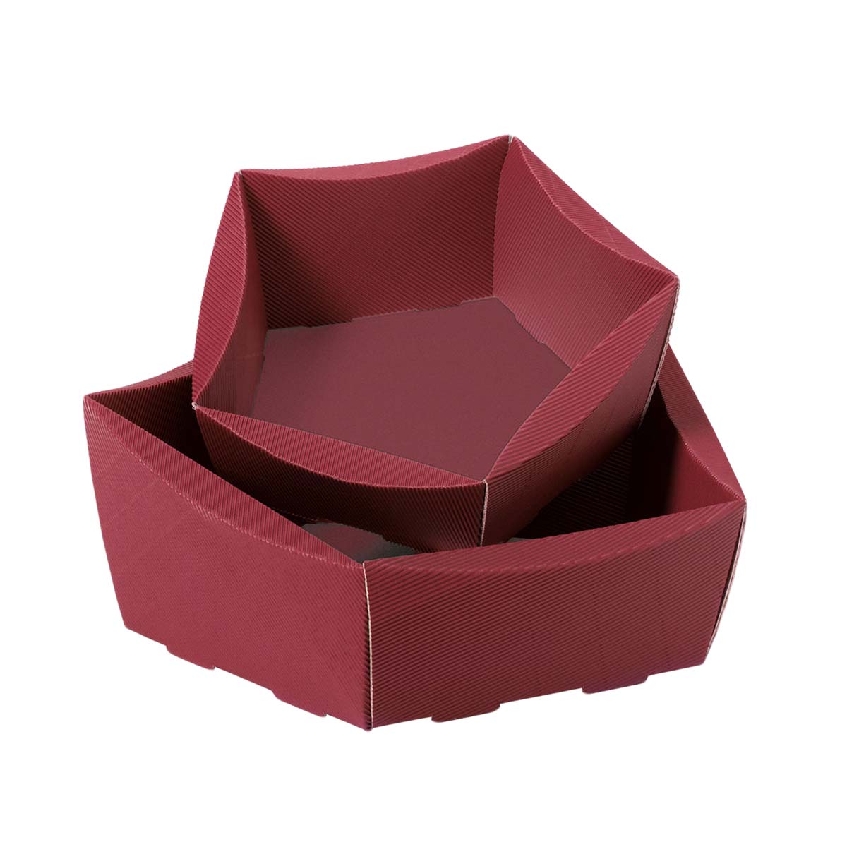 Präsentkorb Geschenkkorb 5-Eck Exklusiv, offene Welle, bordeaux, 2 Größen