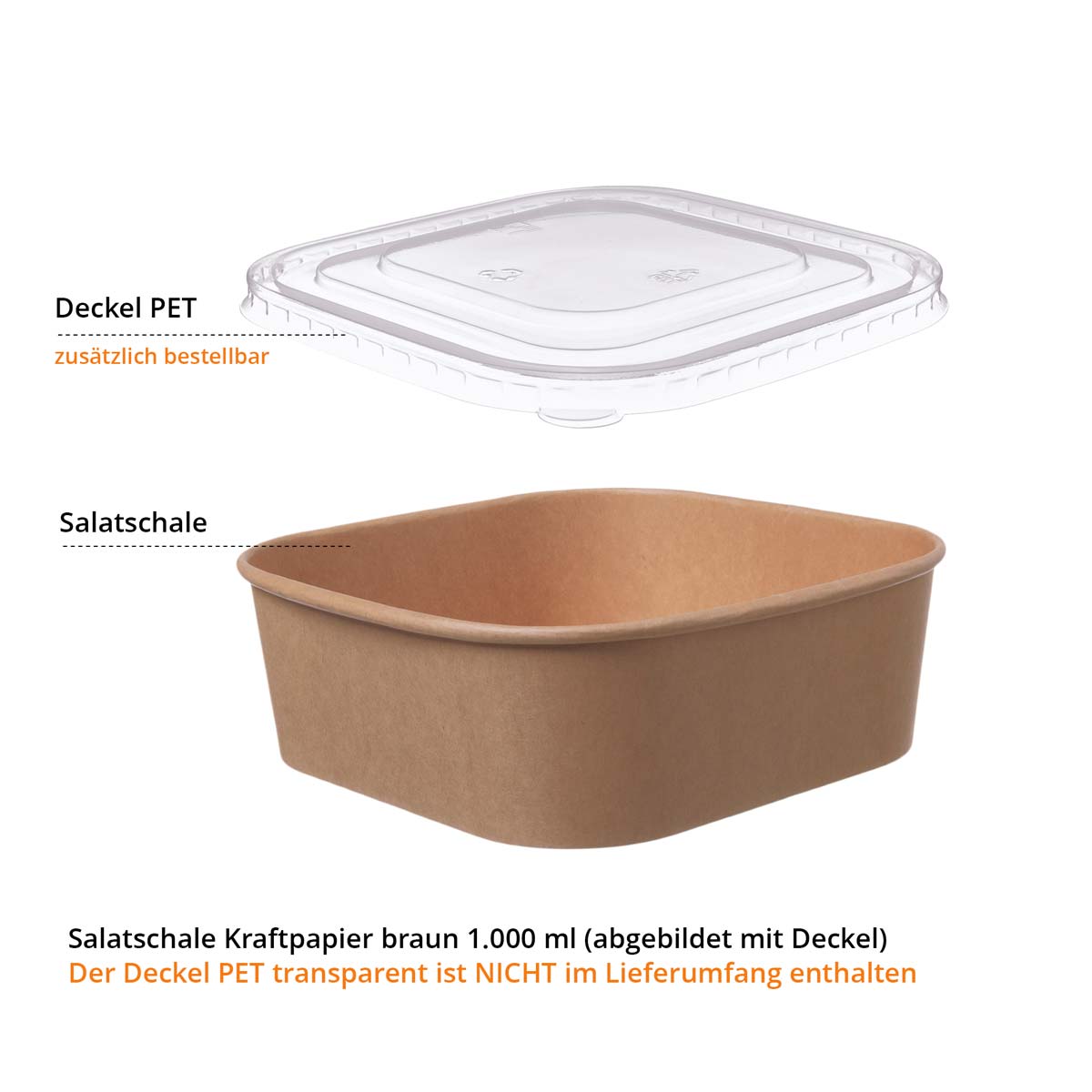 Salatschale Kraftpapier braun ohne Deckel 1000ml
