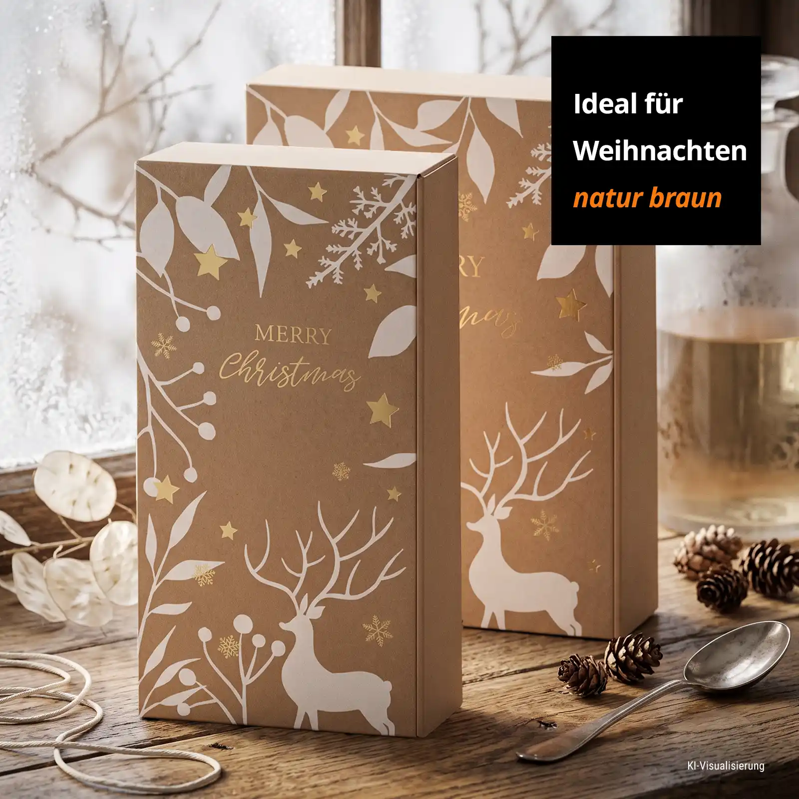 MCWK-WHNATWZ - Geschenkkarton natur für Weihnachten - Foto 2