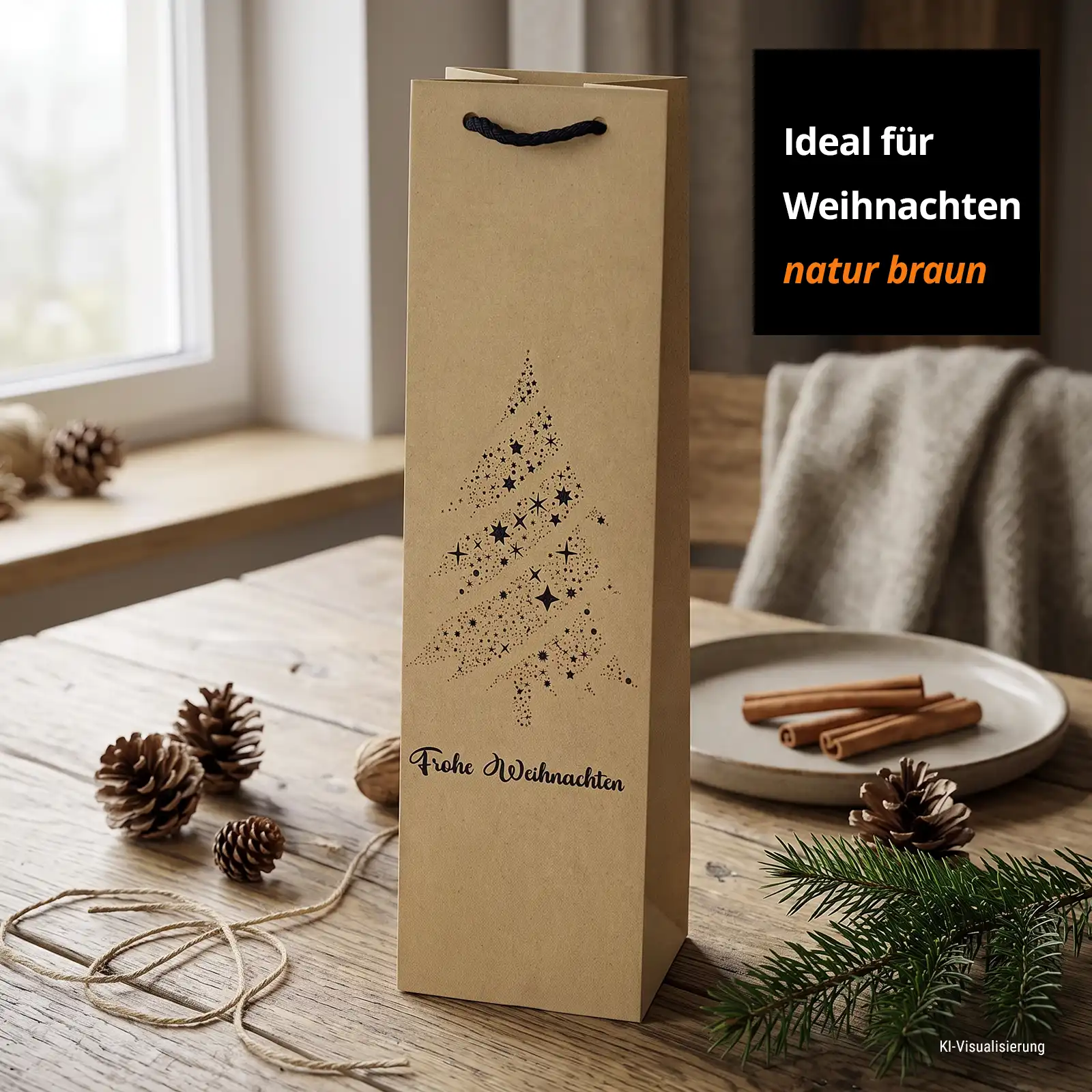 MCFT-NAWHB - Geschenktüten naturbraun mit edlem Weihnachtsmotiv - Foto 2