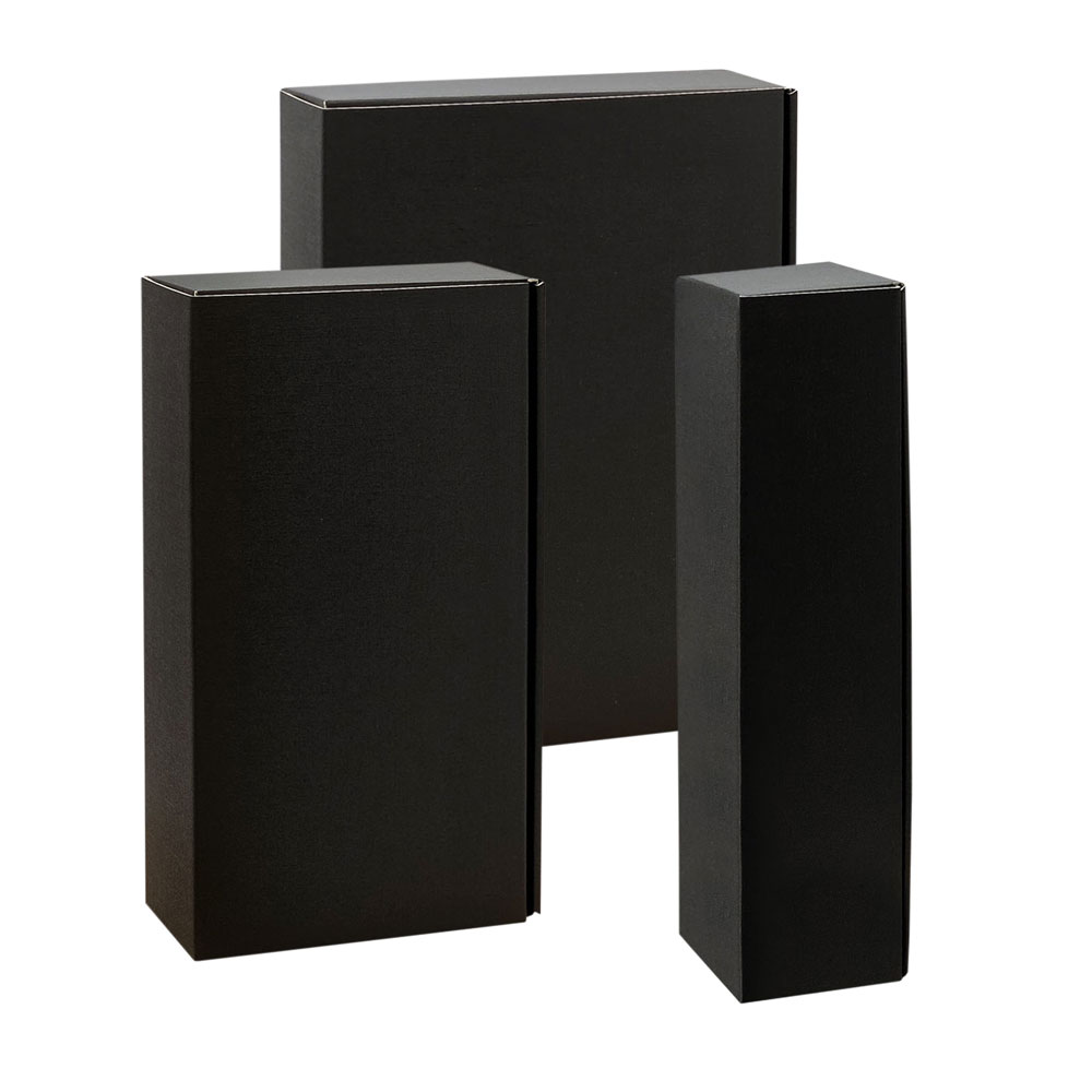 Weinkarton Design Fibra Leinenstruktur schwarz, 3 Größen