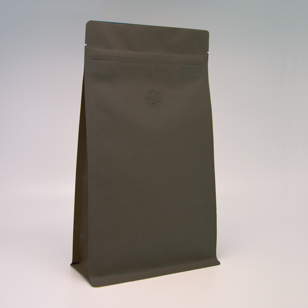 Bodenbeutel Boxpouch schwarz 3-lagig ohne Alu, Aromaschutzventil, Druckverschluß, versch. Größen