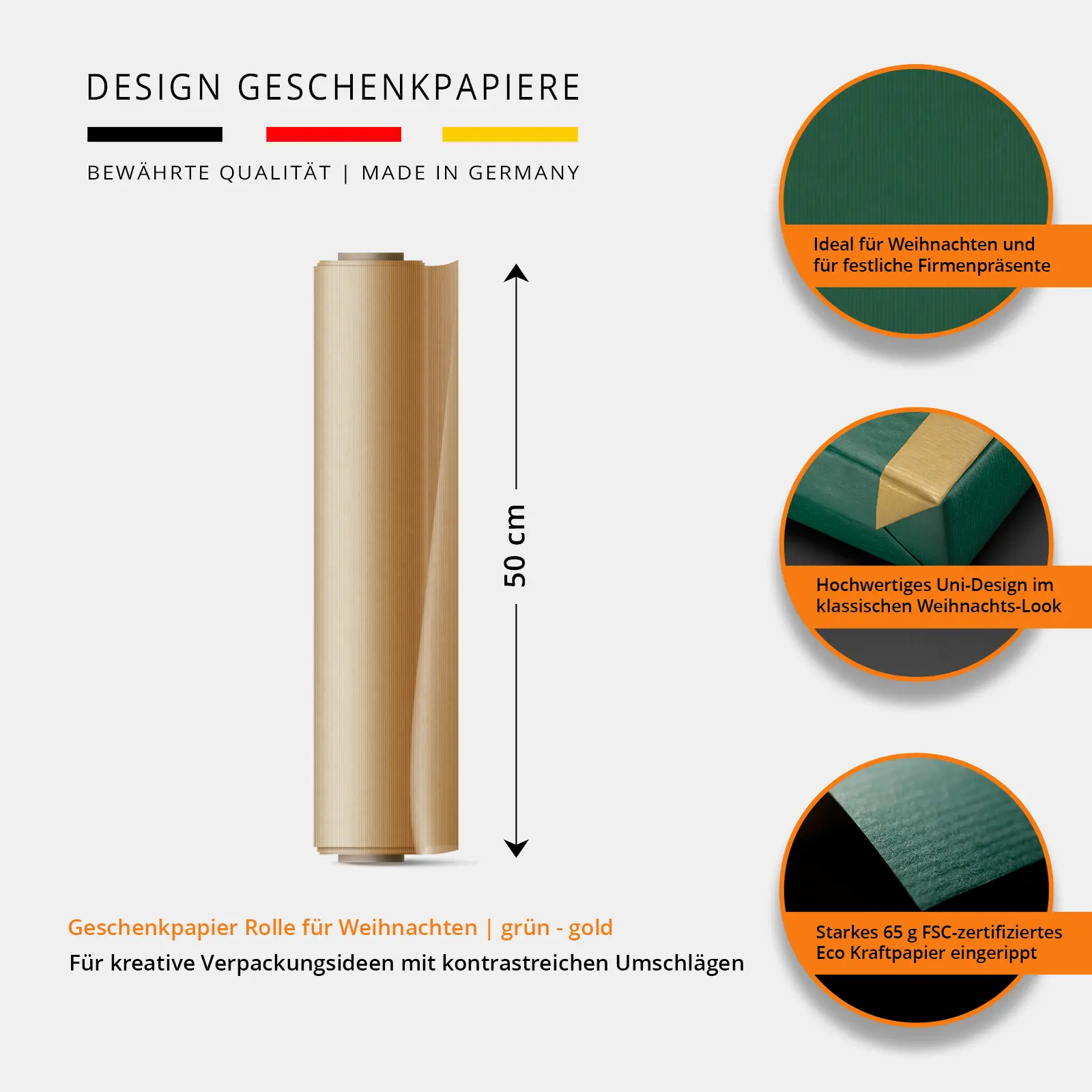 WOGP-WHKRGRGO - Geschenkpapier Rollen grün-gold - Foto 8