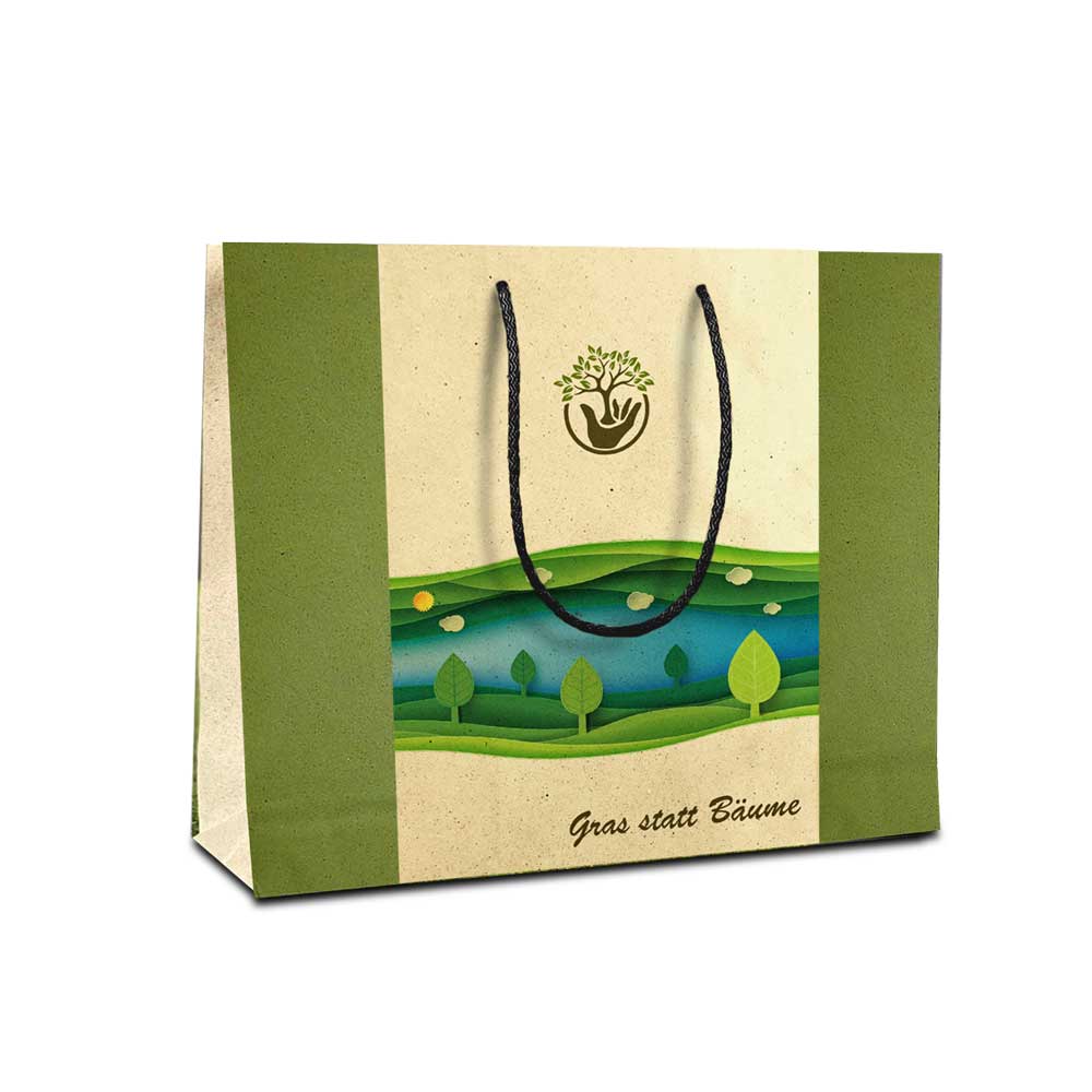 Graspapier Tragetasche 4-farbig bedruckt