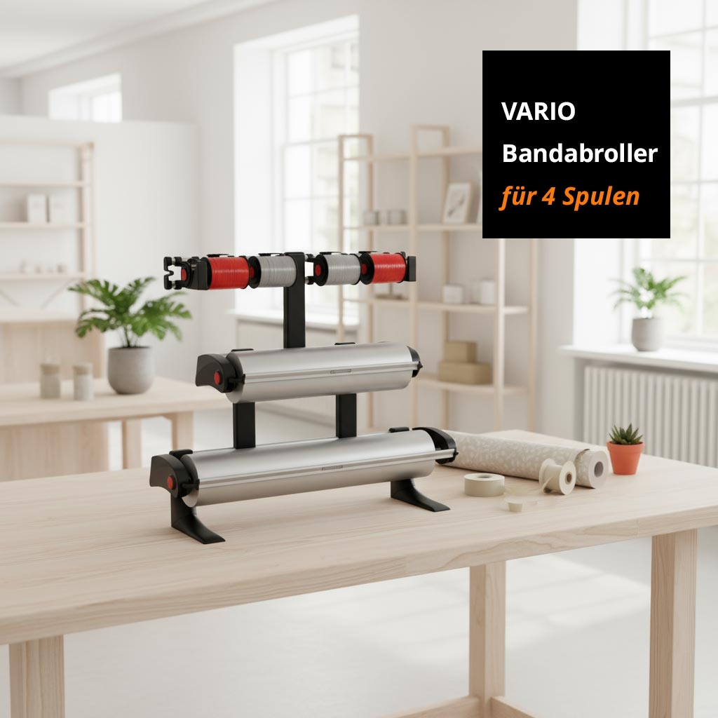 VARIO Geschenkbandabroller für 4 Spulen zur Aufsatzmontage VARIO Geschenkbandabroller für 4 Spulen zur Aufsatzmontage