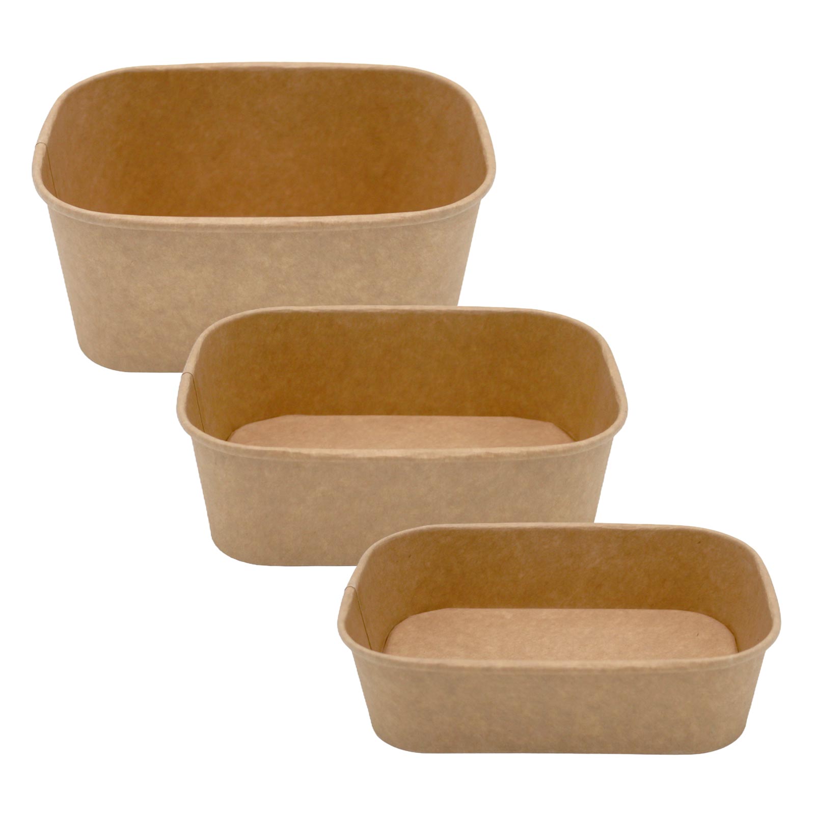 Salatschalen Kraftpapier rechteckig ohne Deckel 4 Größen