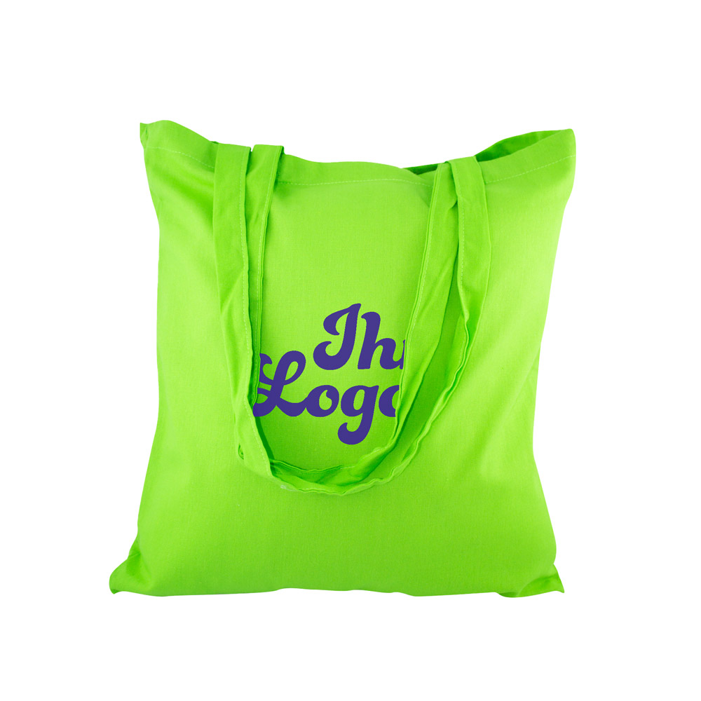 Baumwolltaschen farbig 38x42, H:70cm bedruckt, mit Druck