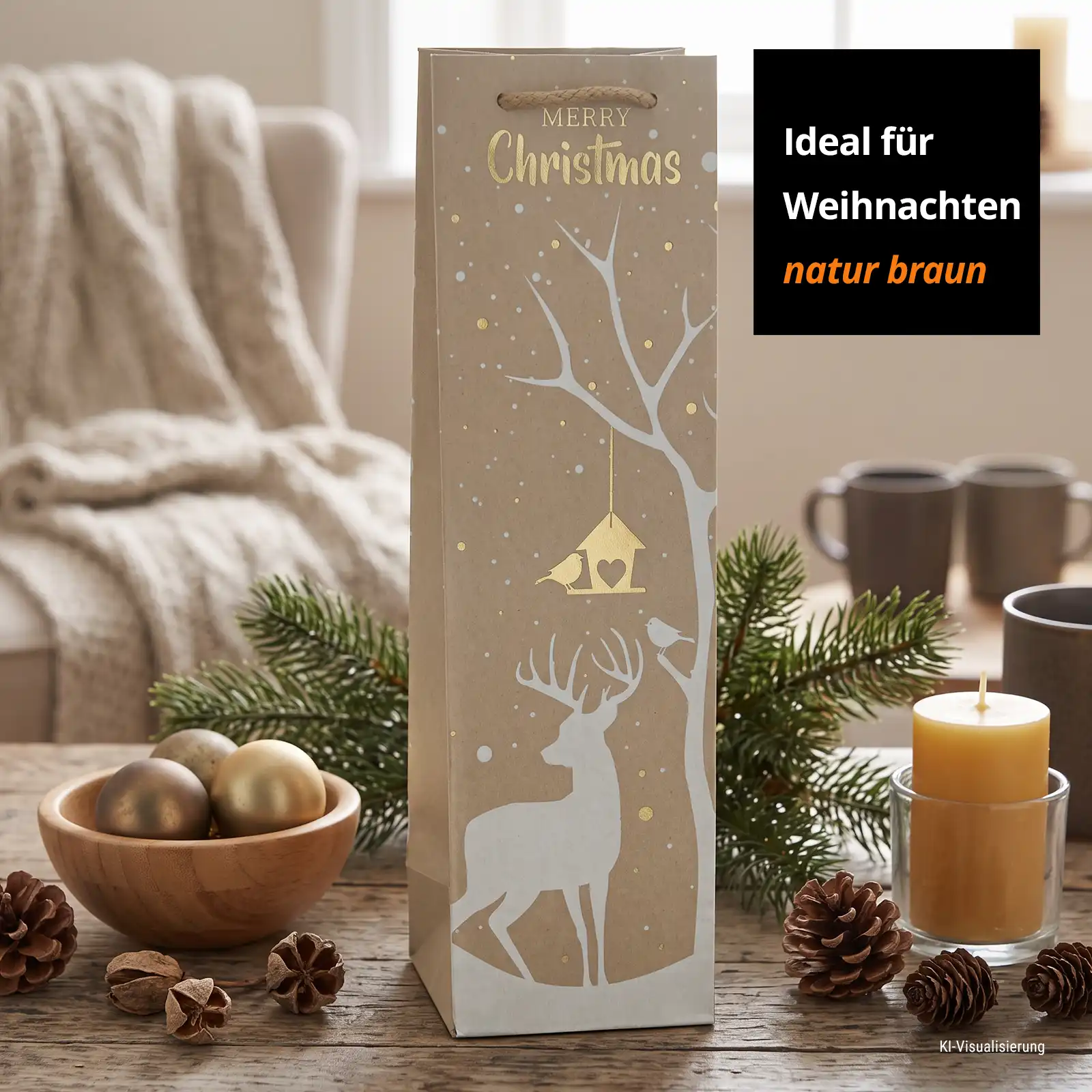 MCFT-NASCHN - Geschenktüten natur mit Weihnachtsmotiv - Foto 2