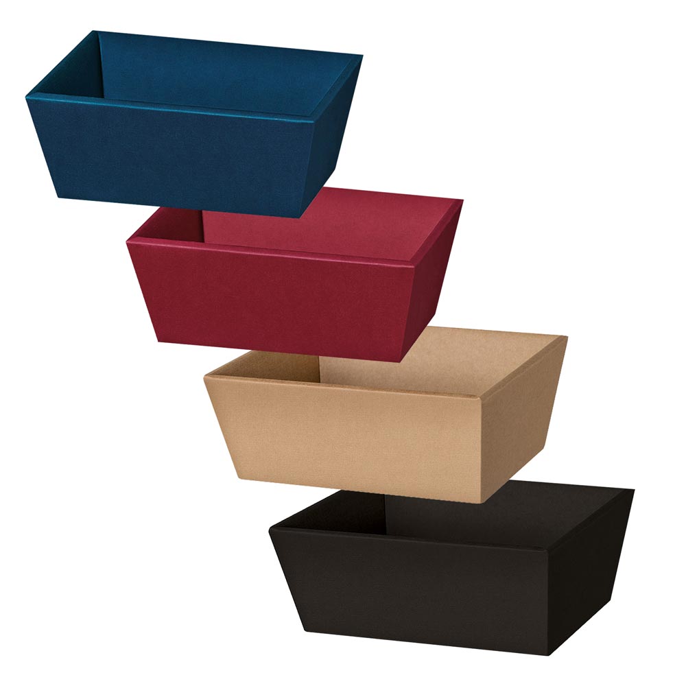 Präsentkorb Geschenkkorb Leinenstruktur, rechteckig - Klein - , 4 Farben