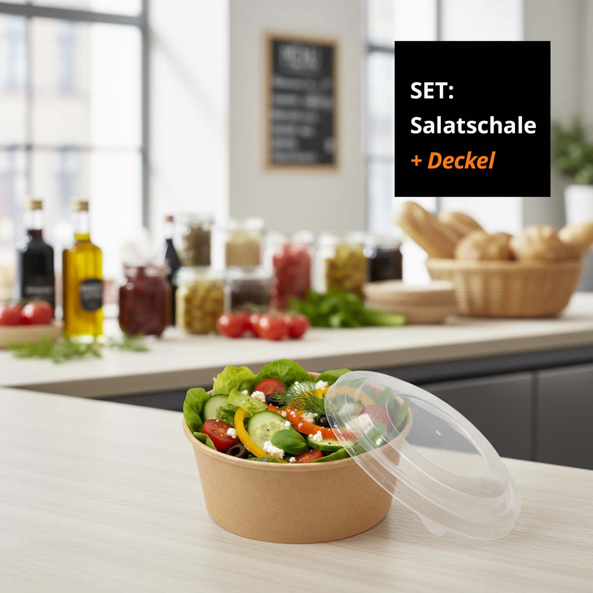 SET: Salatschale rund mit Deckel