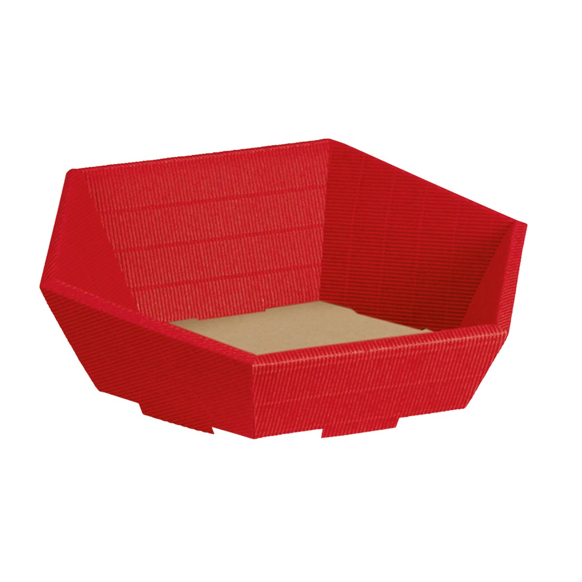 Präsentkorb Geschenkkorb 6-Eck, offene Welle, rot, groß