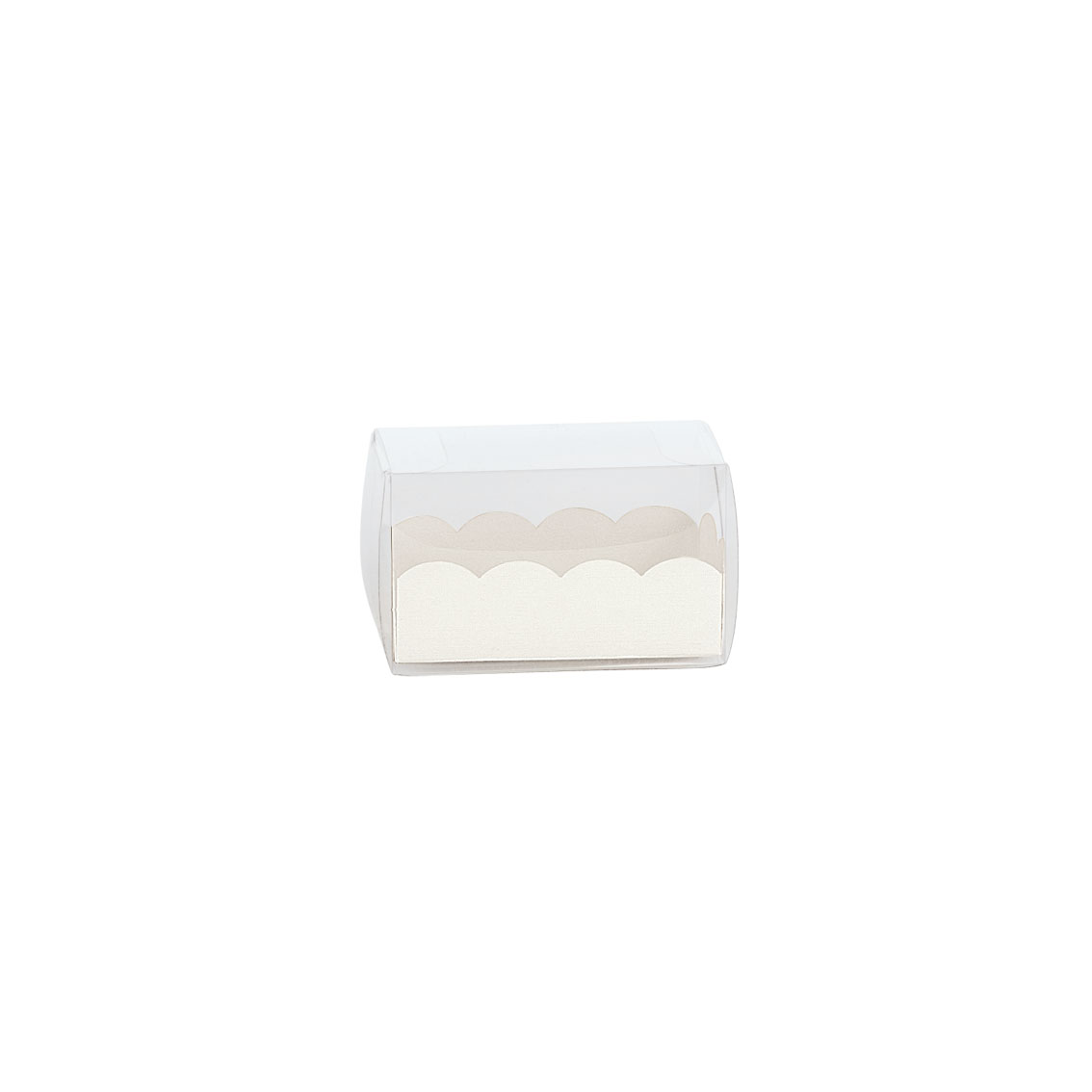Pralinenbox Macarons Box Fibra weiß mit PVC-Einschubhülse, 3 Größen 