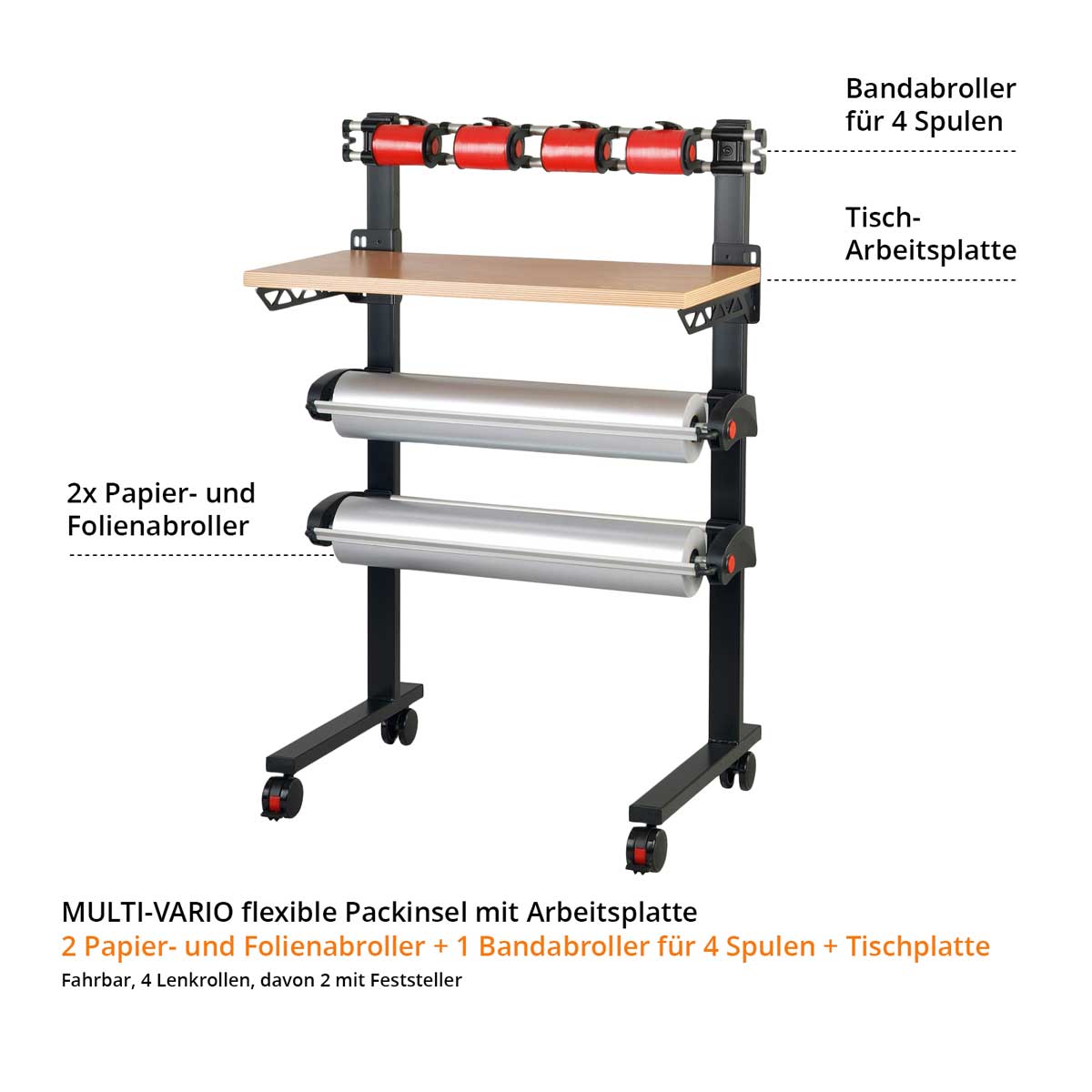 VARIO Multi Packinsel Packständer mit Tischplatte