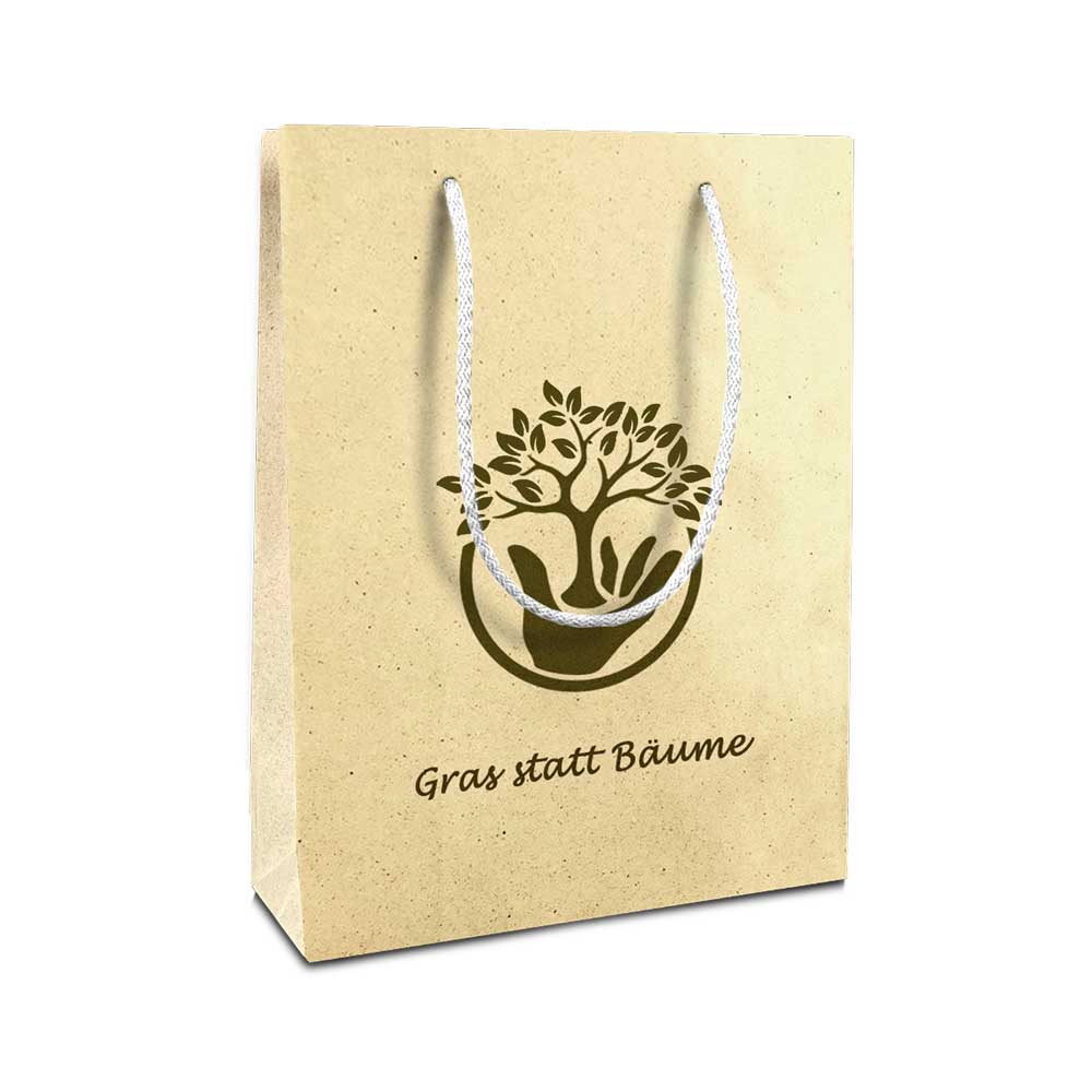 Graspapier Tragetasche 1-farbig bedruckt