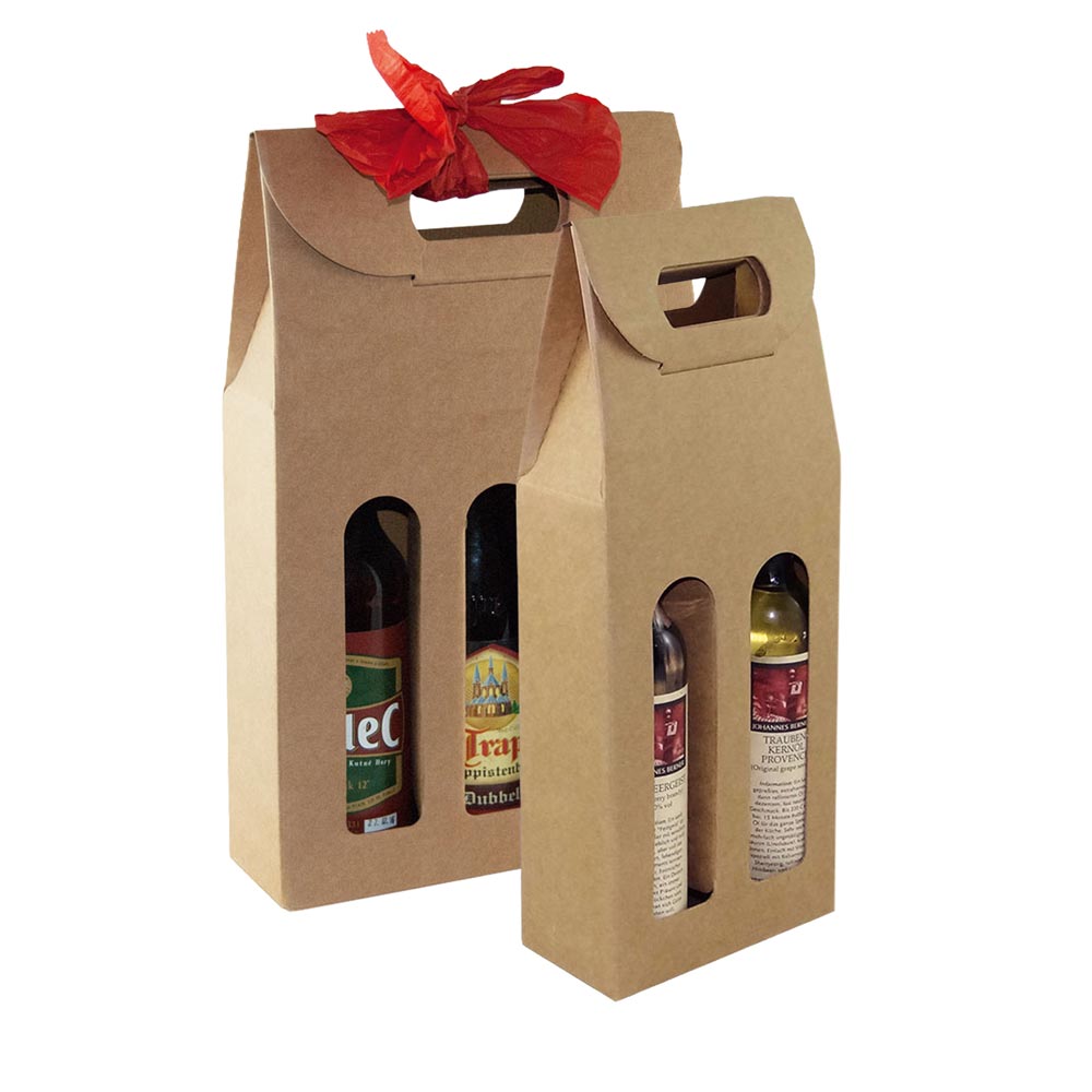 Bier Geschenk Tragekarton Wellpappe braun, 2 Größen