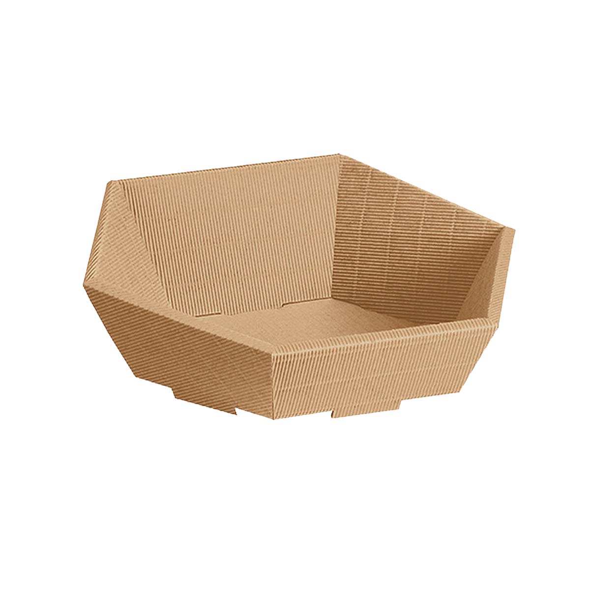 Präsentkorb Geschenkkorb 6-Eck, offene Welle, natur, mittel