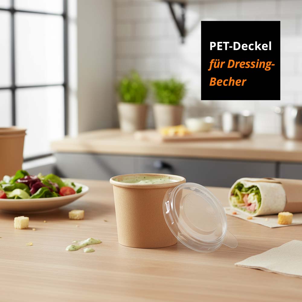 Dressingbecher Kraftpapier 30ml mit Deckel PET transparent