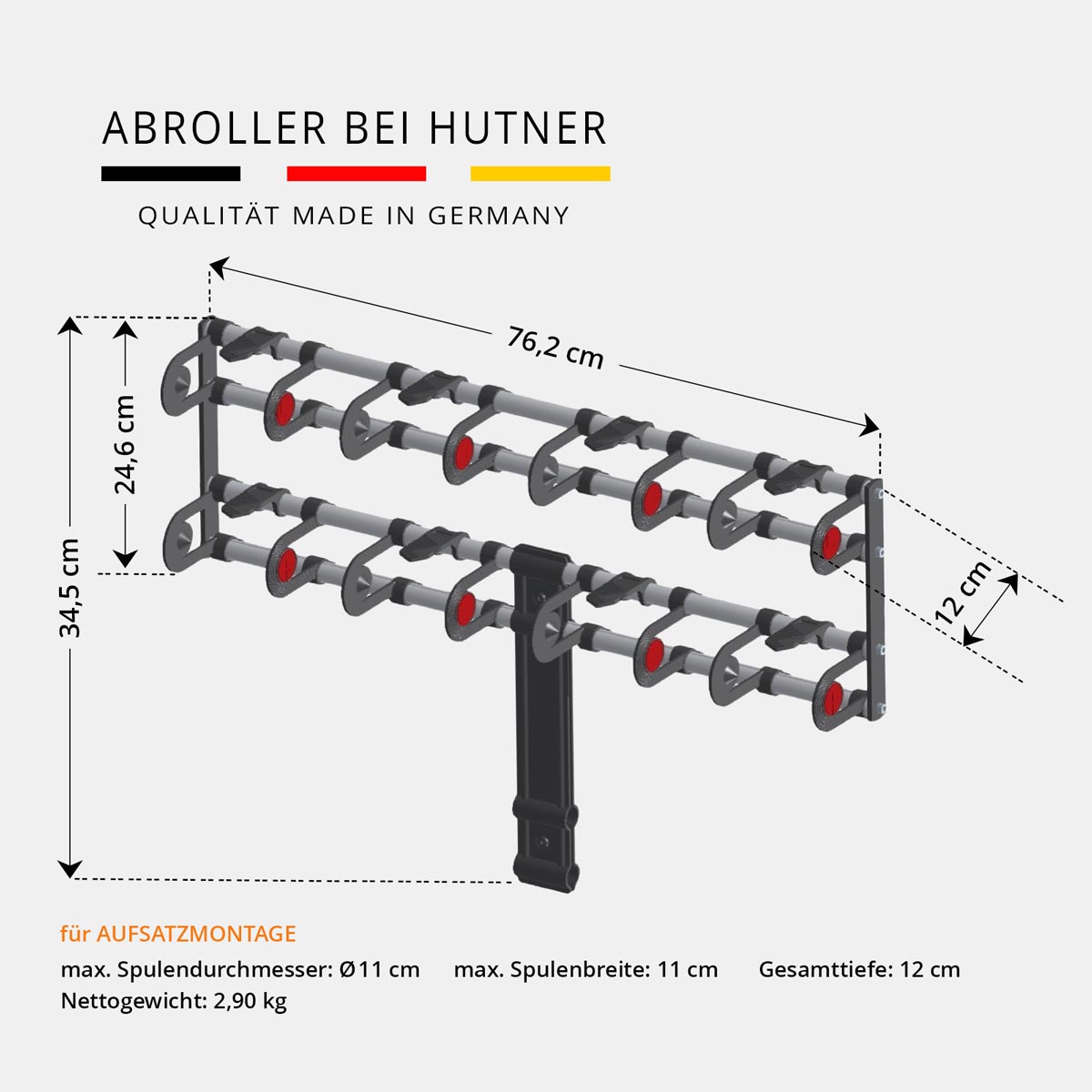 VARIO Aufsatz-Bandabroller für 8 Spulen Bemaßung