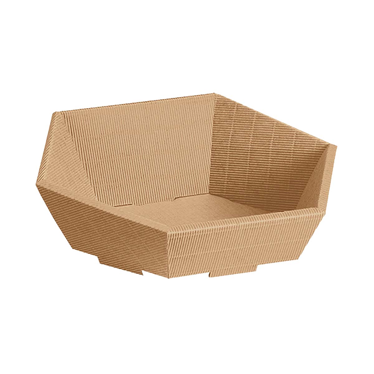 Präsentkorb Geschenkkorb 6-Eck, offene Welle, natur, groß