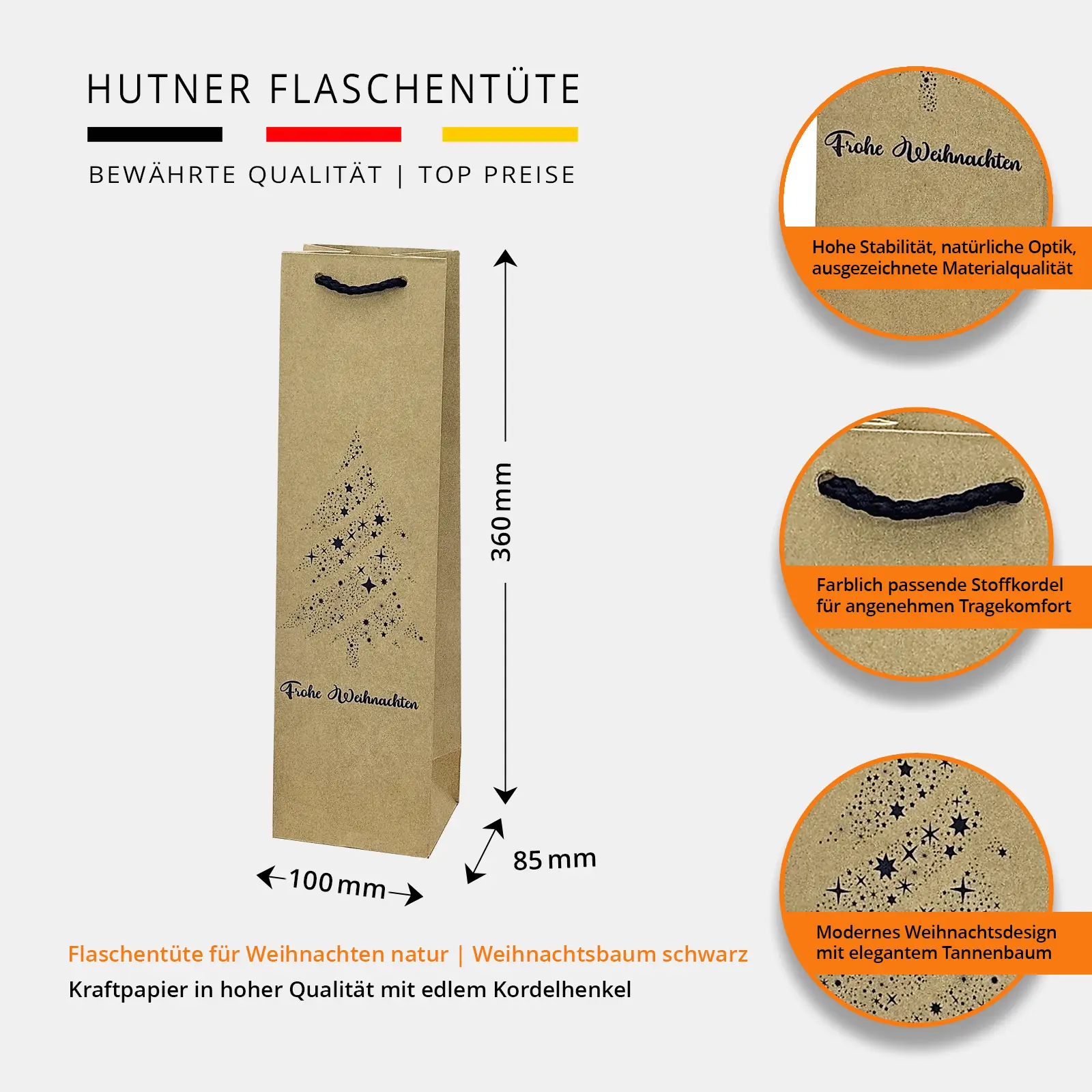 MCFT-NAWHB - Geschenktüten naturbraun mit edlem Weihnachtsmotiv - Foto 3