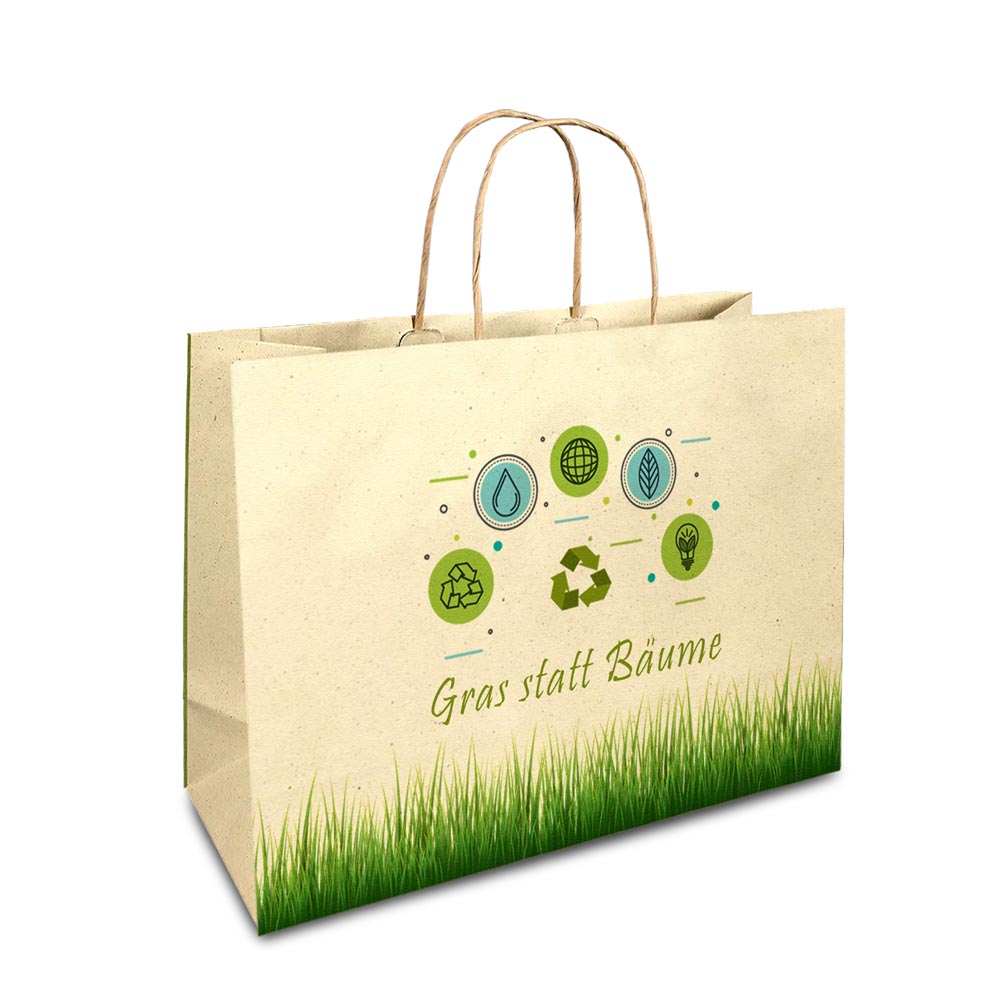 Graspapier Tragetasche 4-farbig bedruckt