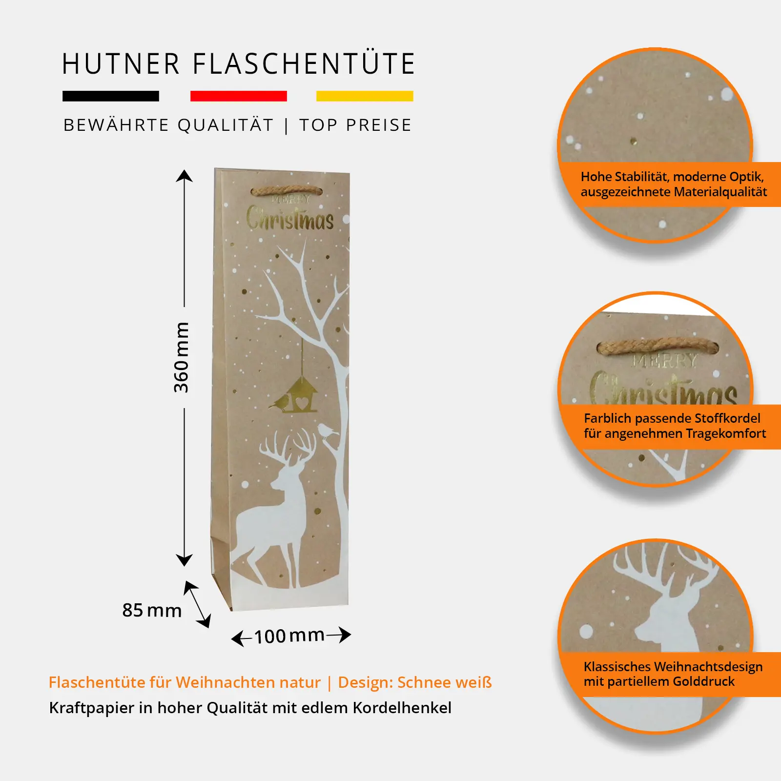 MCFT-NASCHN - Geschenktüten natur mit Weihnachtsmotiv - Foto 3