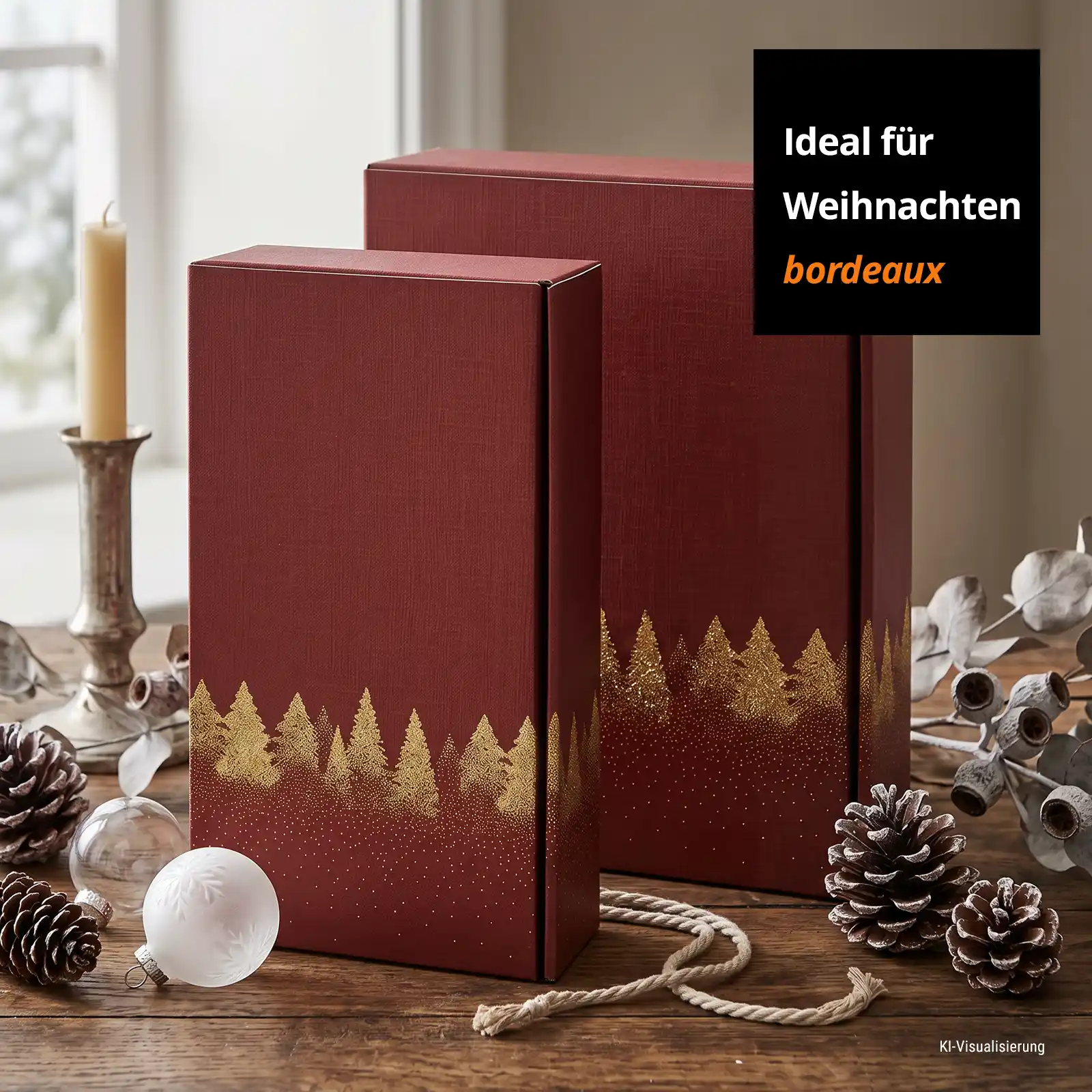 MCWK-WHFIGOTA - Geschenkkarton bordeaux mit Tannenwald - Foto 2