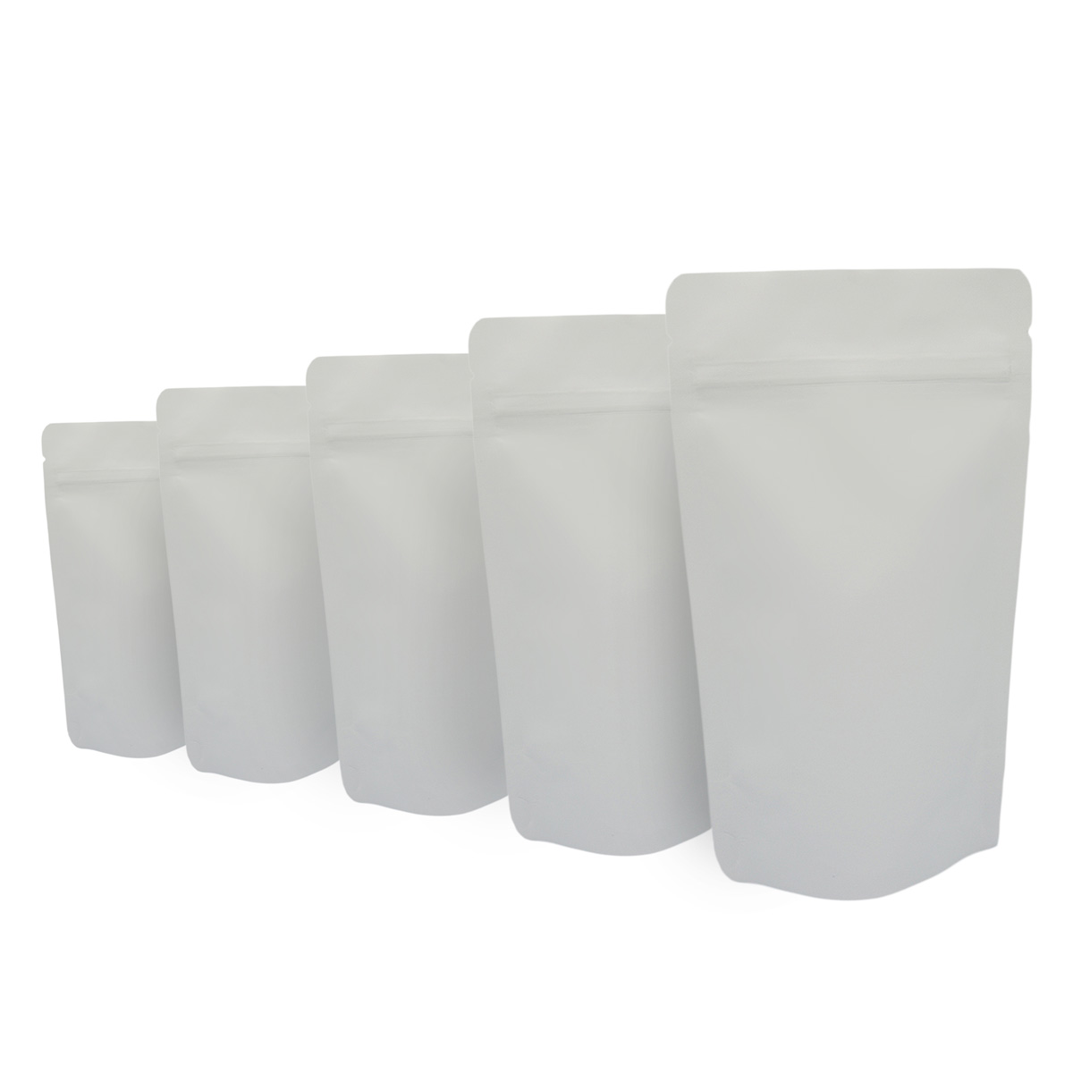 Standbodenbeutel Doypack weiss mit Druckverschluss