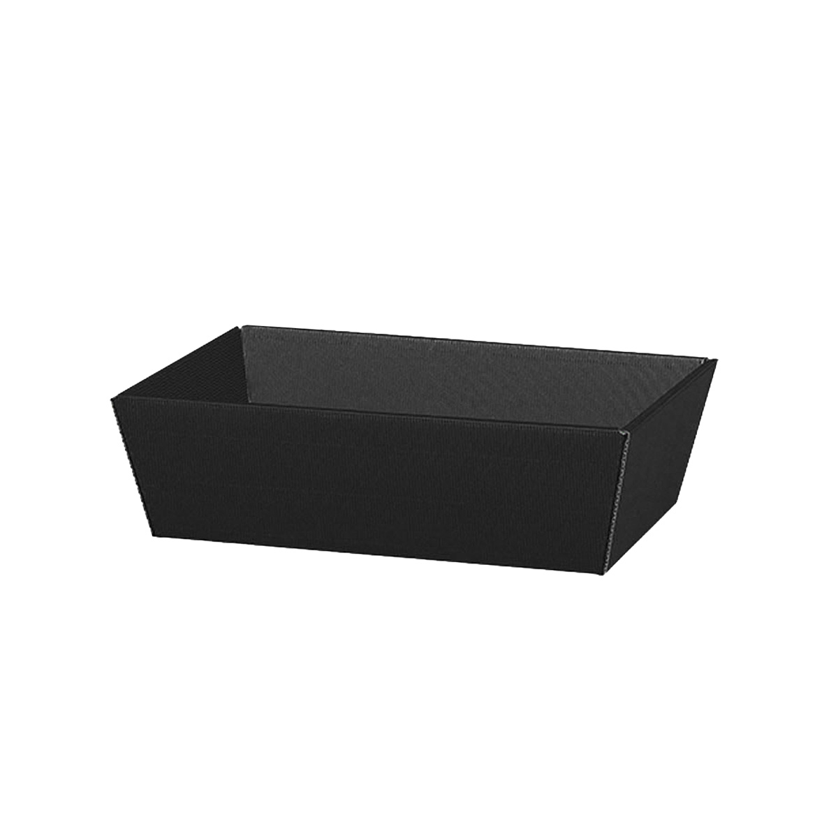 Präsentkorb Geschenkkorb schwarz offene Welle, rechteckig, mittel