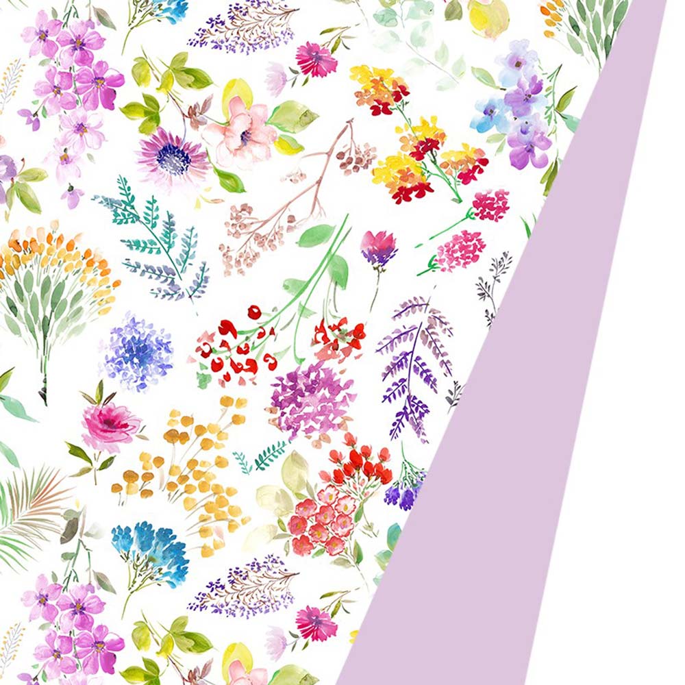 Geschenkpapierrolle Design Blumenwiese rosa, beidseitig 