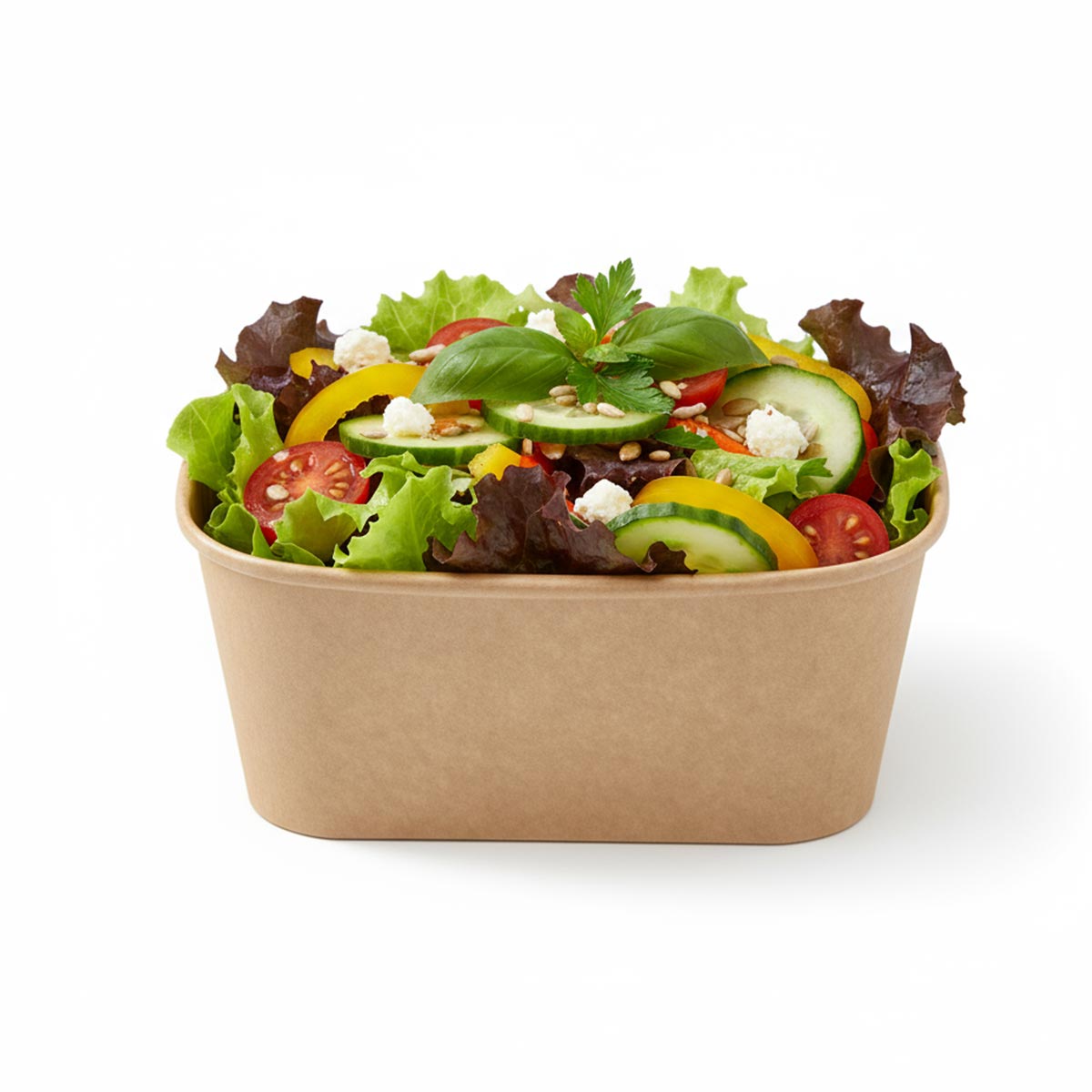 Salatschale Kraftpapier rechteckig ohne Deckel - 1000ml